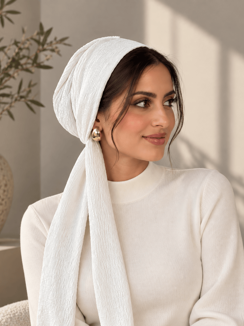 Beanie Wrap - Ivory White