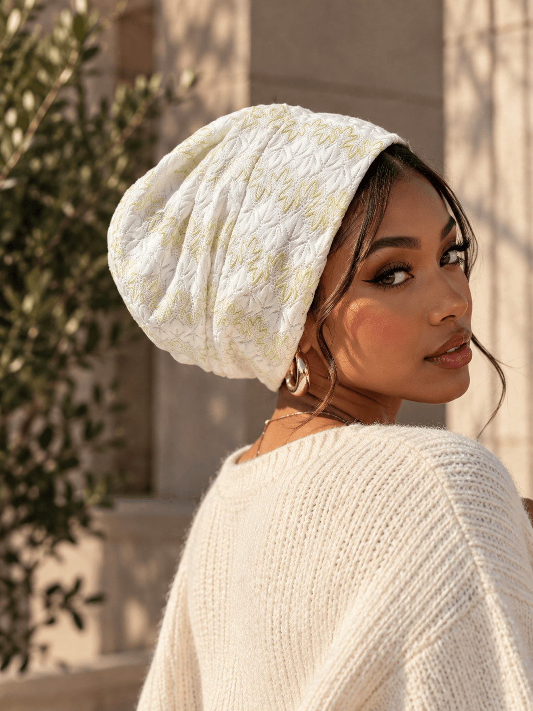 Beanie Knit - Off White Gold