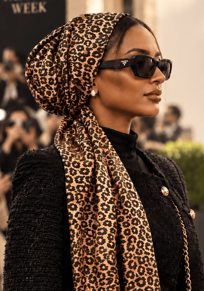 Beanie Wrap Ribbed Jersey - Animal Print 2