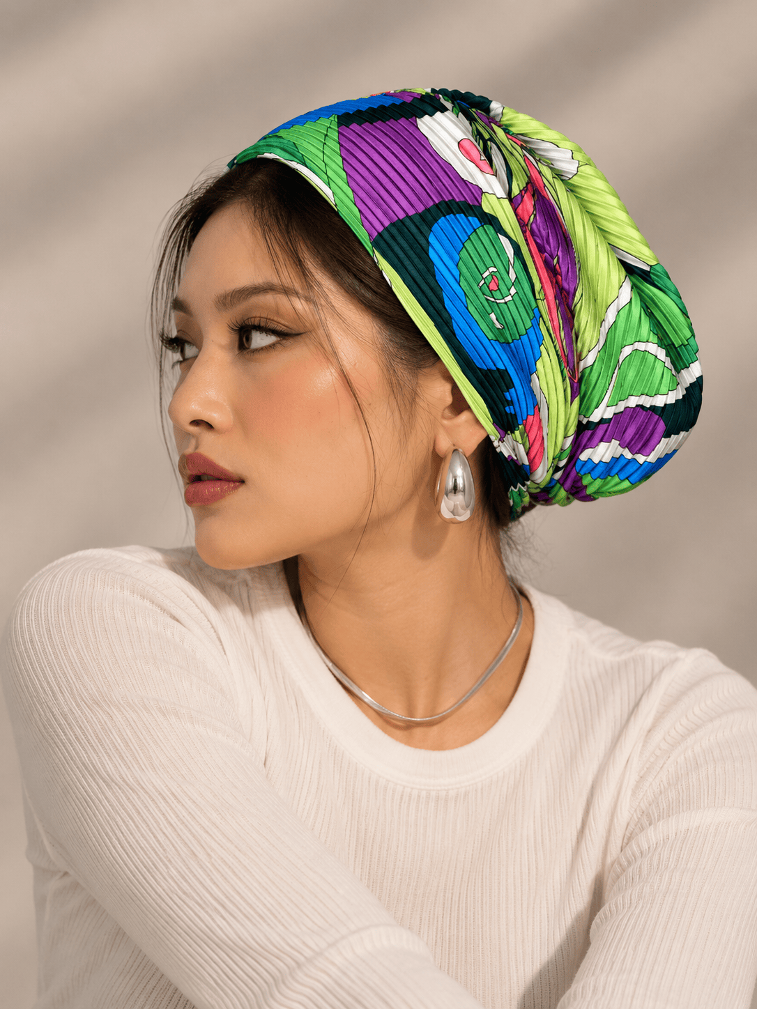 Beanie Pleated - Candy Green