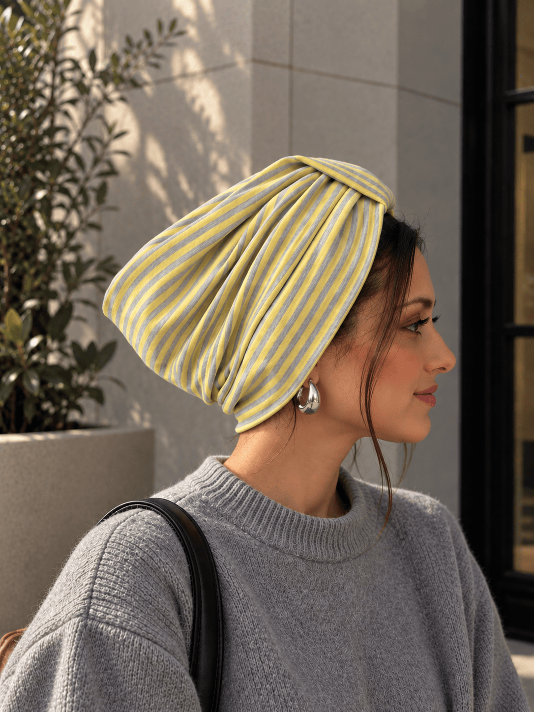 Turban Basic Jersey - Yellow Grey Stripes