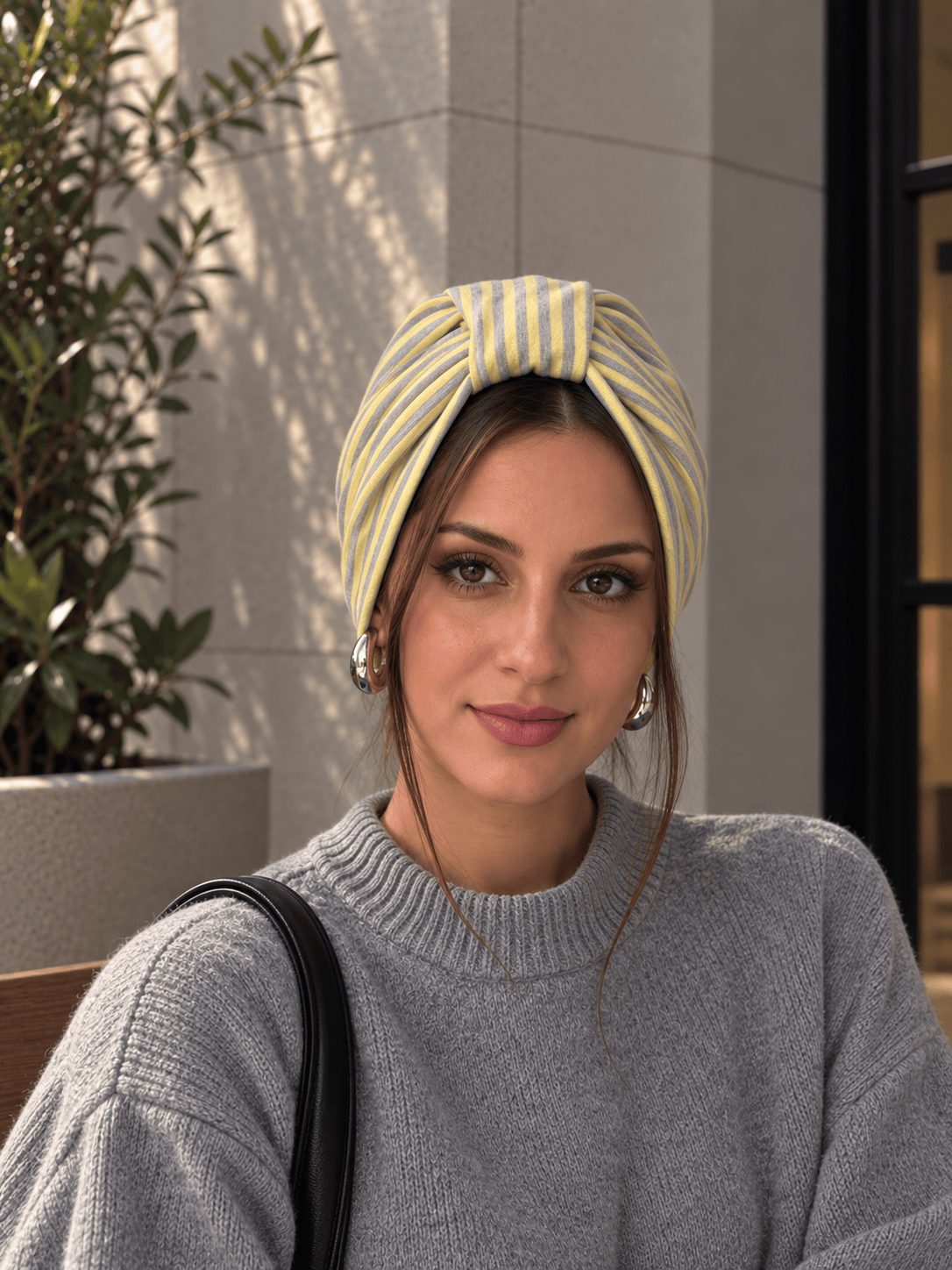 Turban Basic Jersey - Yellow Grey Stripes