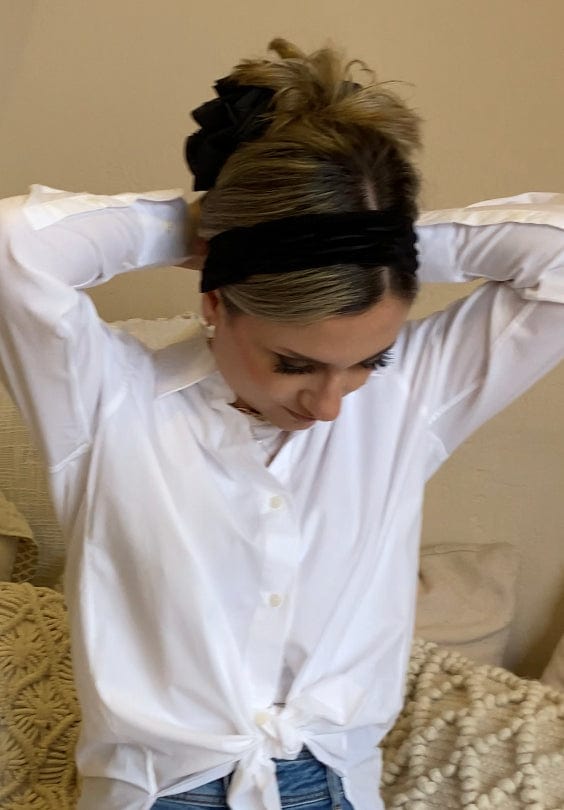 No-Slip Turban Velvet Headband - Black - Turban Couture