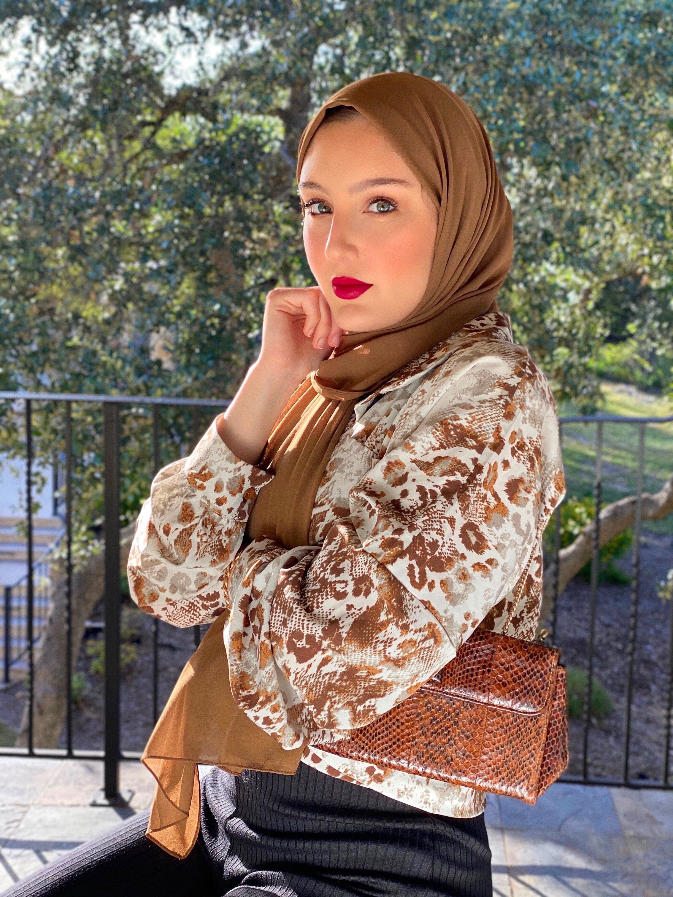 Chiffon Scarf - Brun - Turban Couture