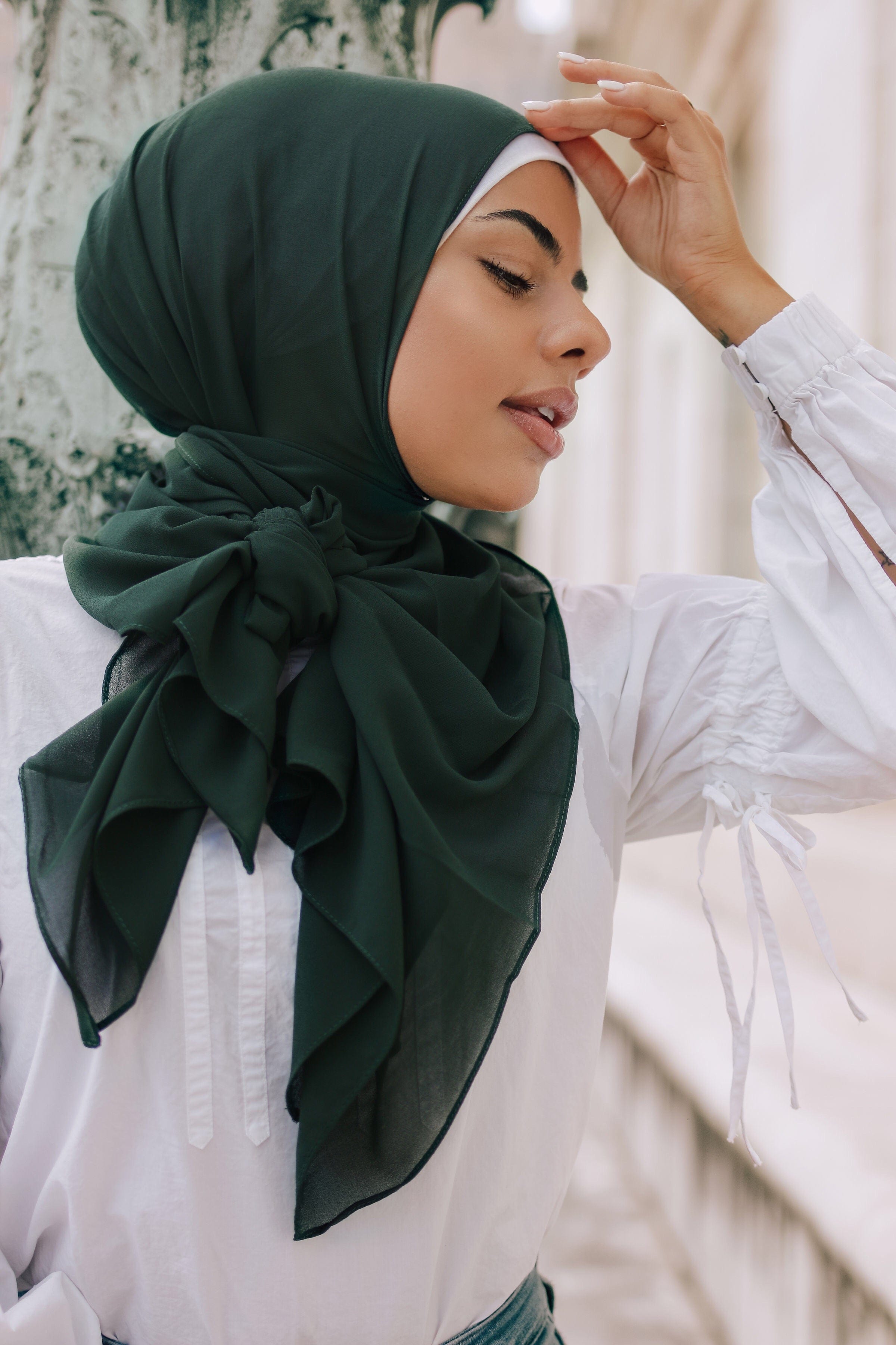 Chiffon Scarf - Forest Green - Turban Couture