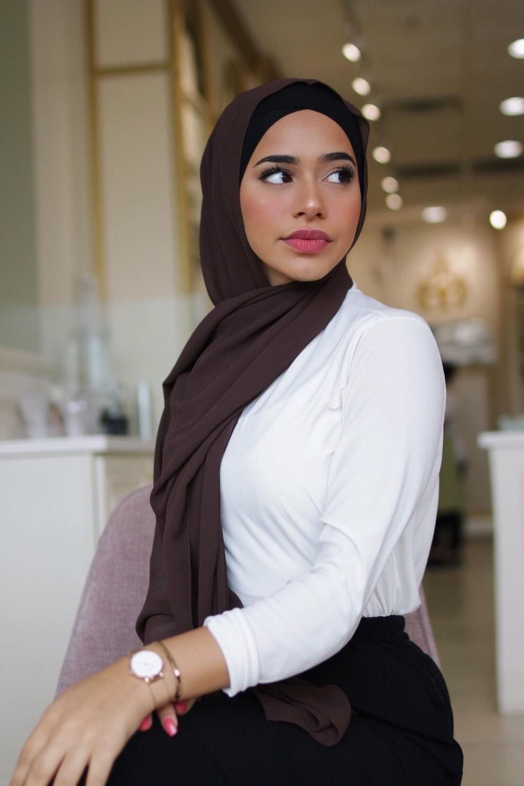Chiffon Scarf - Chocolate - Turban Couture