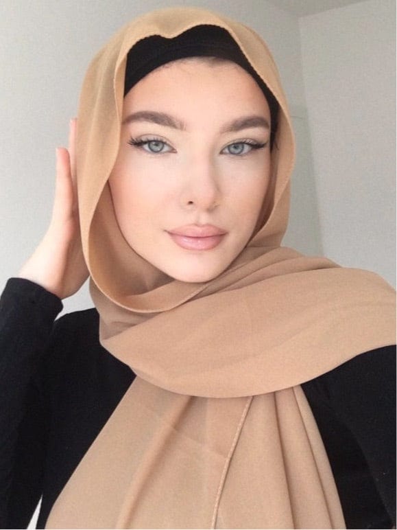 Chiffon Scarf - Tan - Turban Couture
