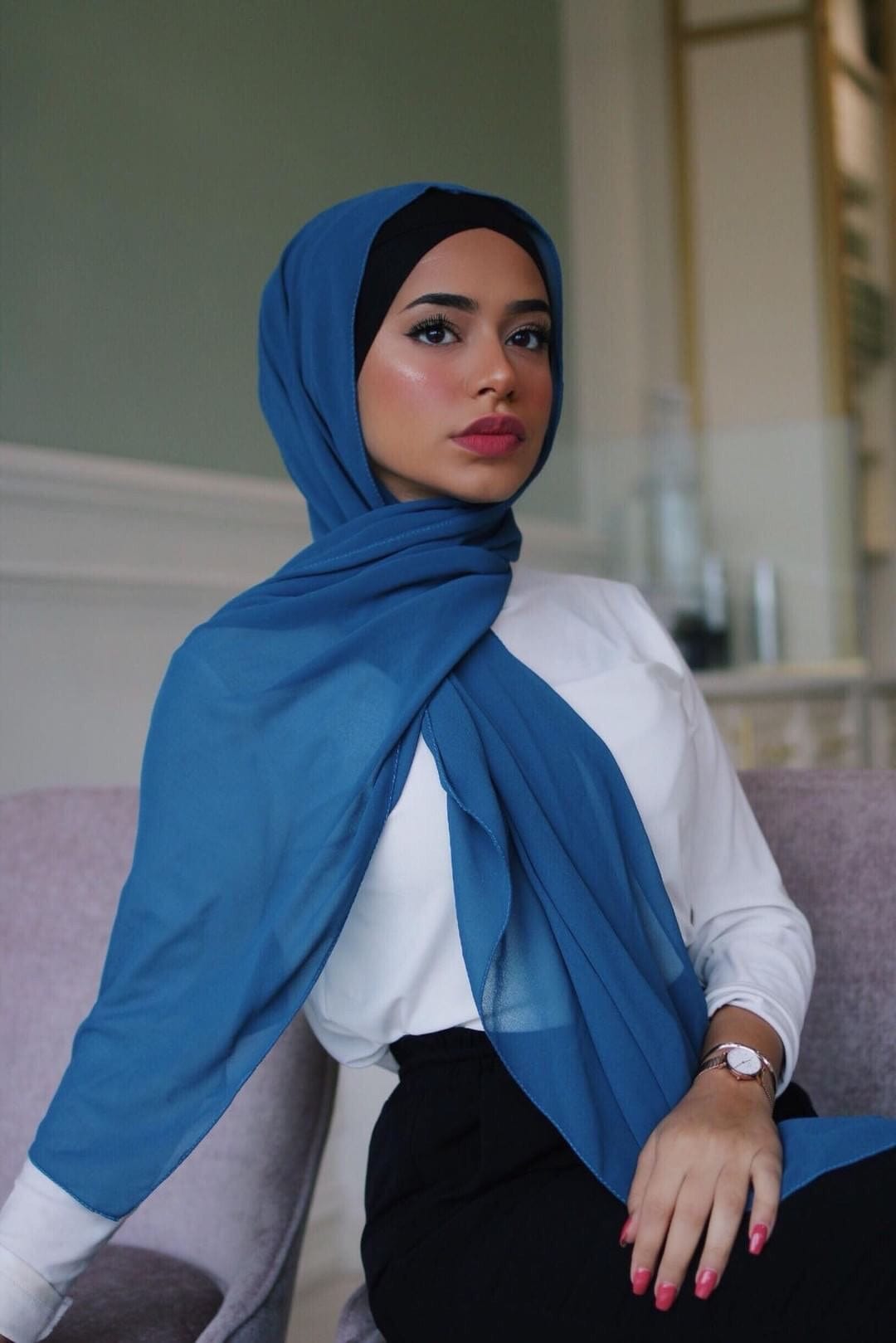 Chiffon Scarf - Teal - Turban Couture