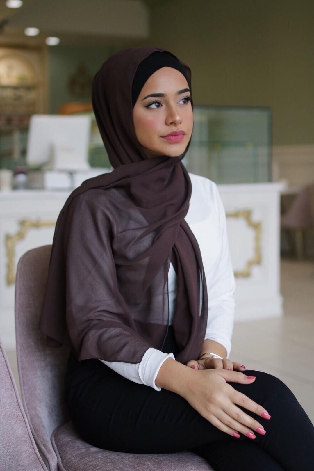 Chiffon Scarf - Chocolate - Turban Couture