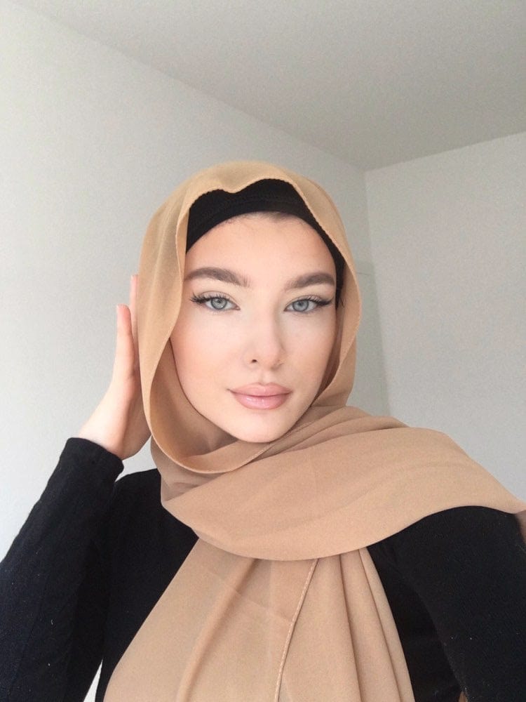 Chiffon Scarf - Tan - Turban Couture