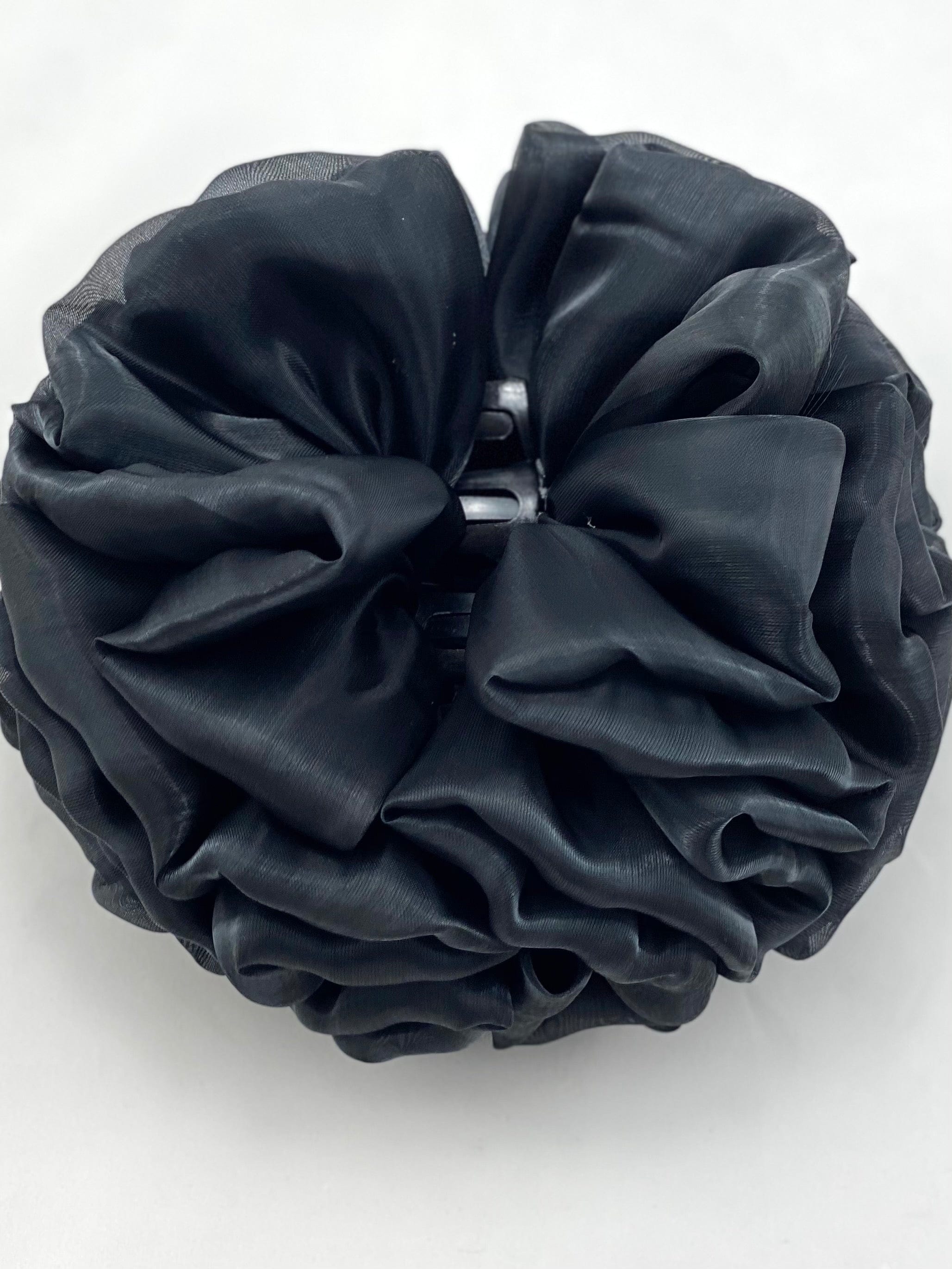 TurbansStuff Clip Volumizing Scrunchie Hair Clip - Black - XXL Handmade Luxury Fashion Women Headwrap