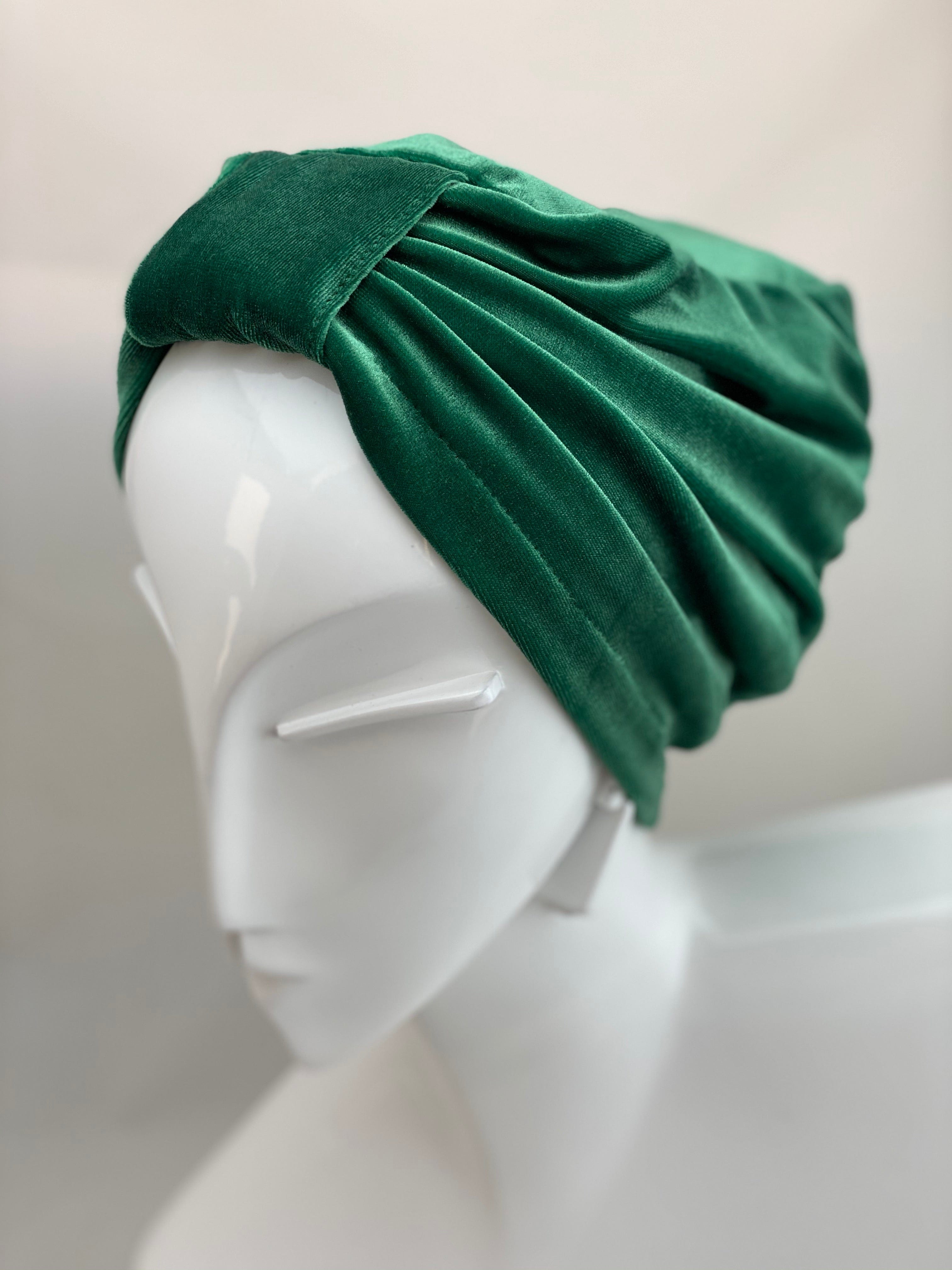 TurbansStuff Turban Basic Velvet Turban - Green Handmade Luxury Fashion Women Headwrap