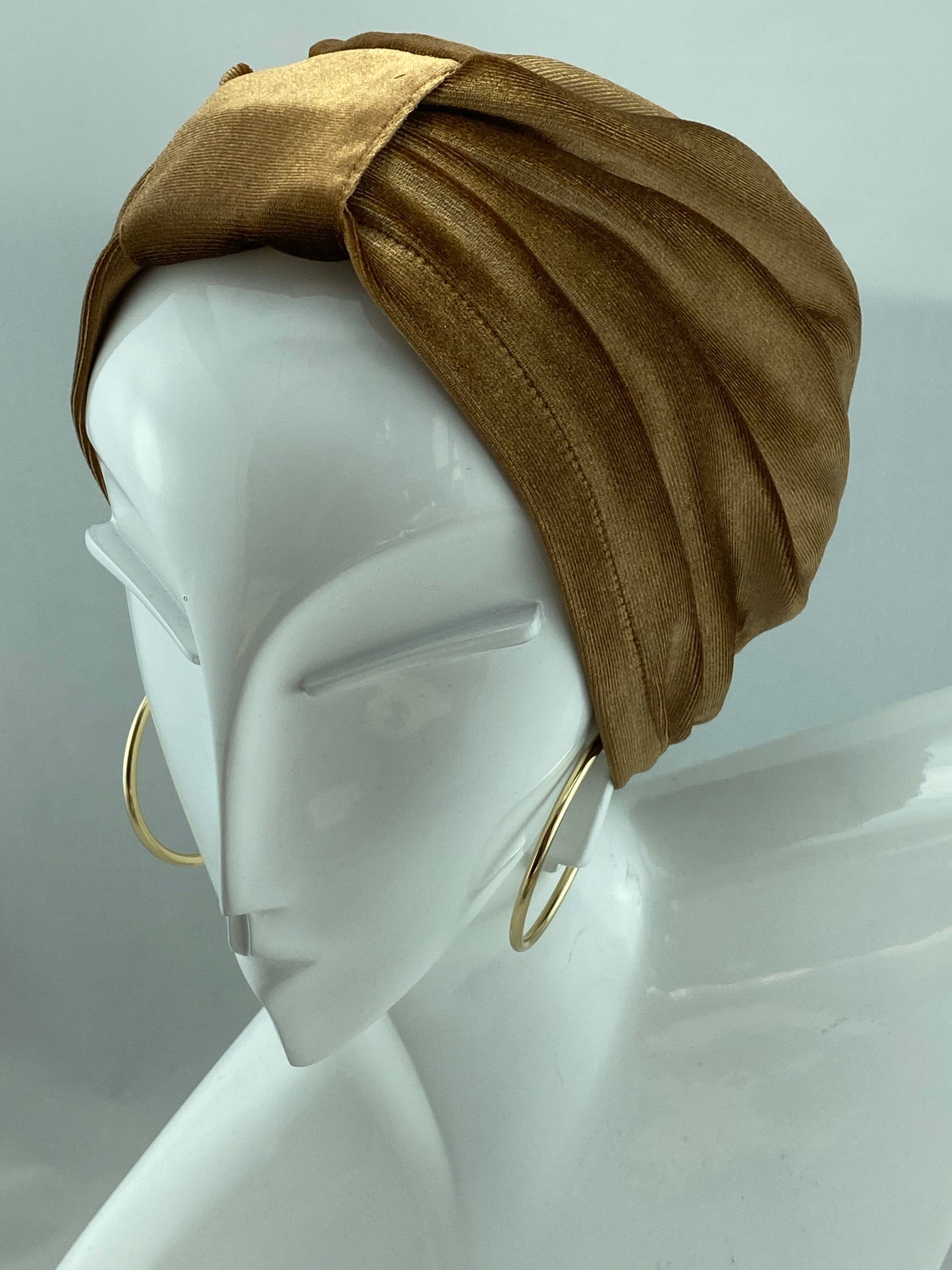 TurbansStuff Turban Copy of Basic Velvet Turban - Golden Brown Handmade Luxury Fashion Women Headwrap