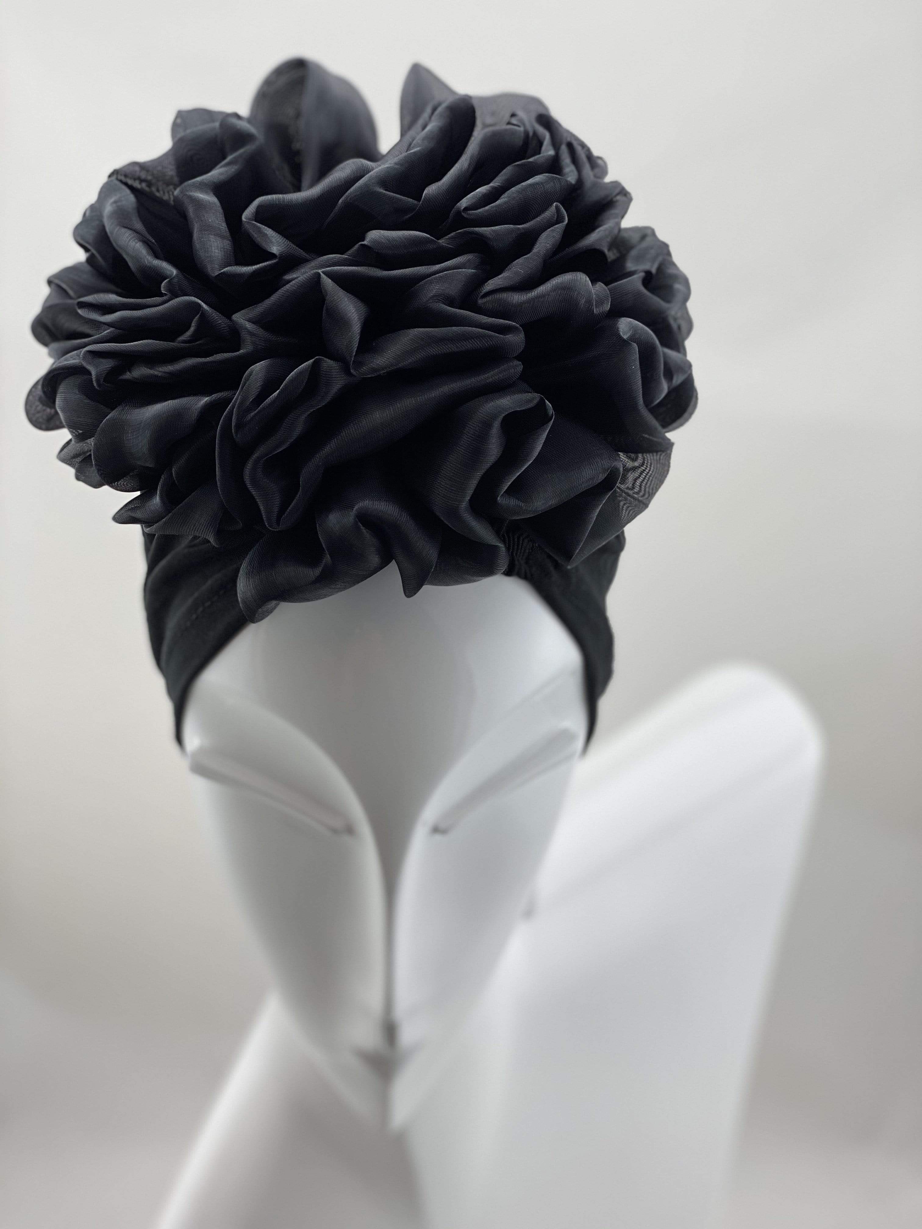 TurbansStuff Volumizing scrunchie Volumizing Scrunchie Cap - Black Handmade Luxury Fashion Women Headwrap