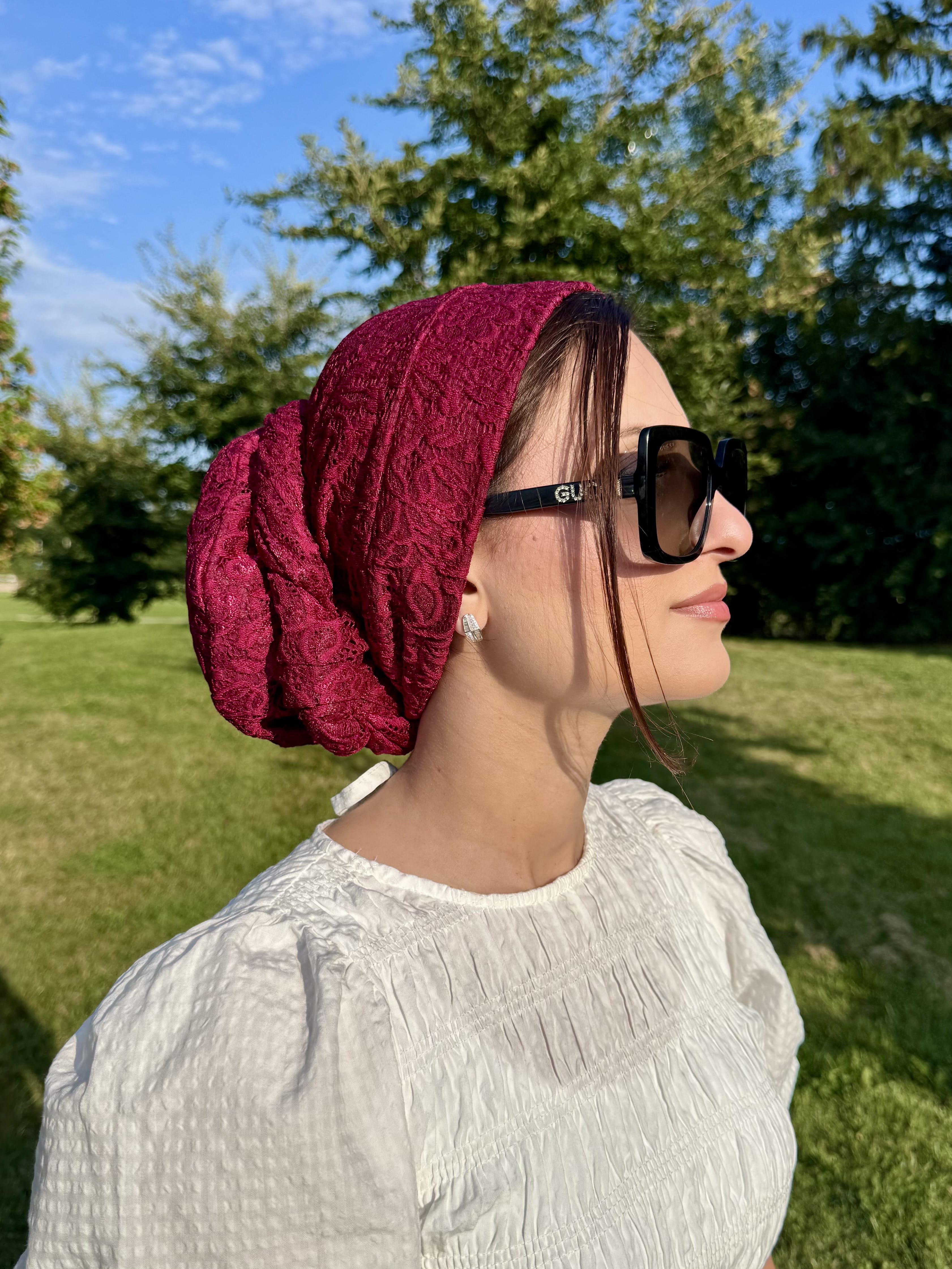 Beanie Wrap Lace - Bordeaux
