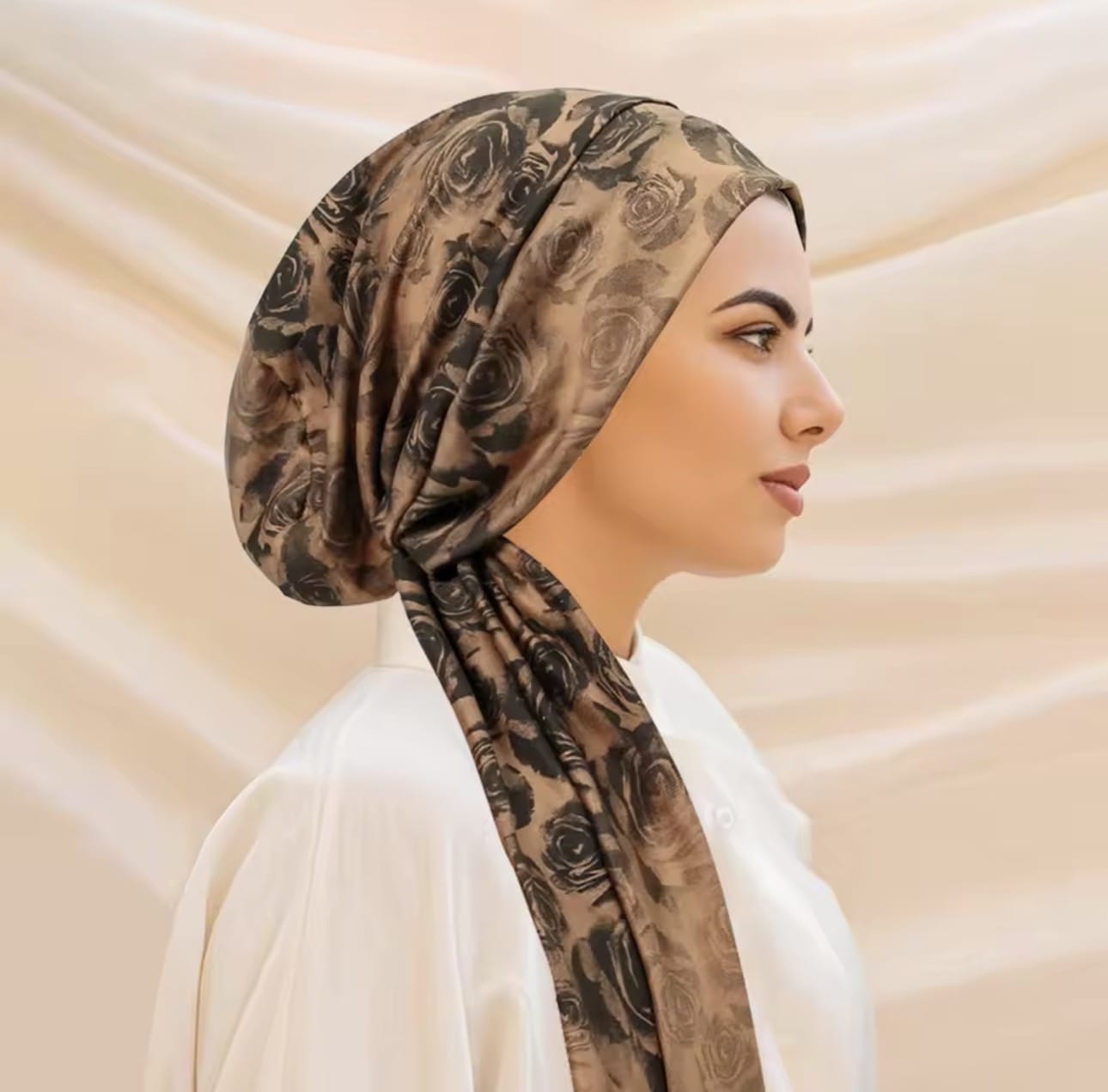 Beanie Wrap Jersey - Floral Khaki