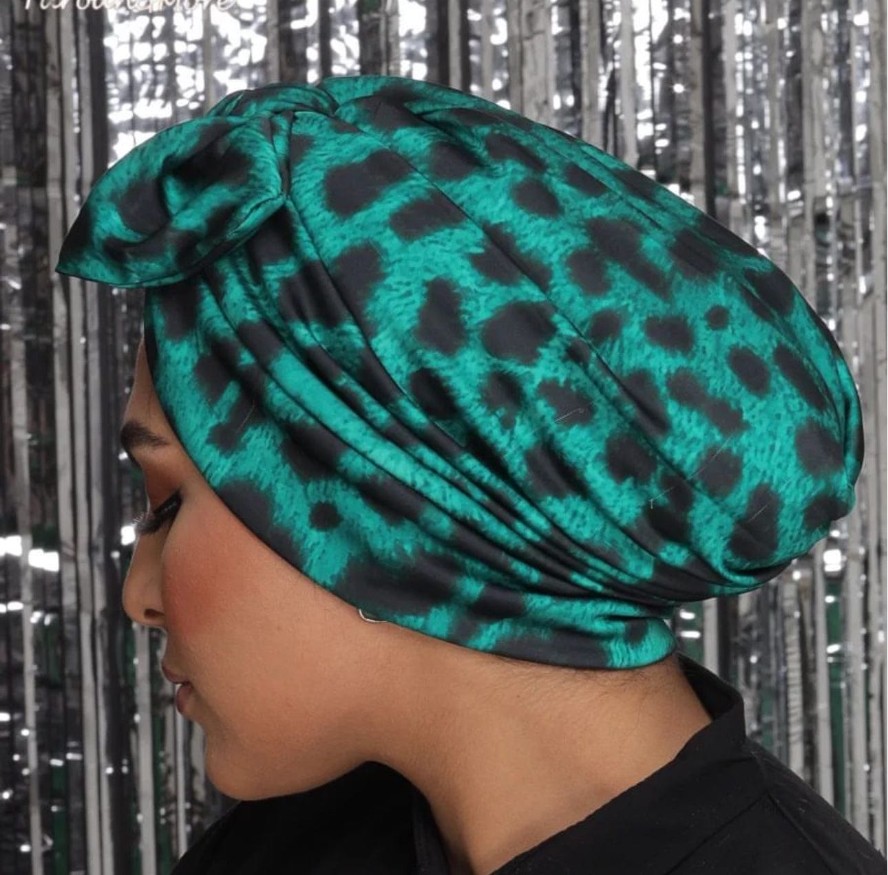 Beanie Bow Satin - Green Black