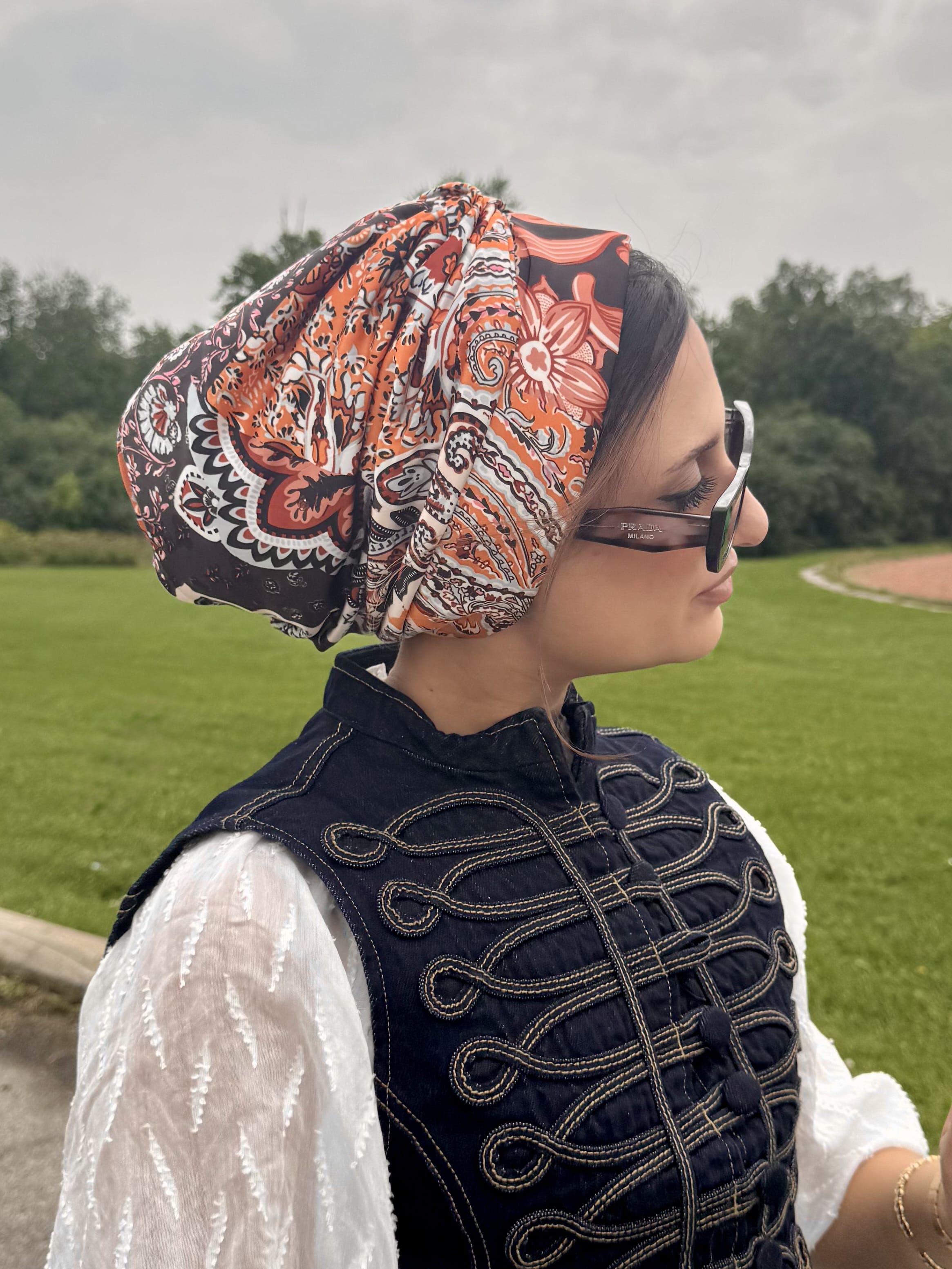 Beanie Satin - Paisley Brown Pink
