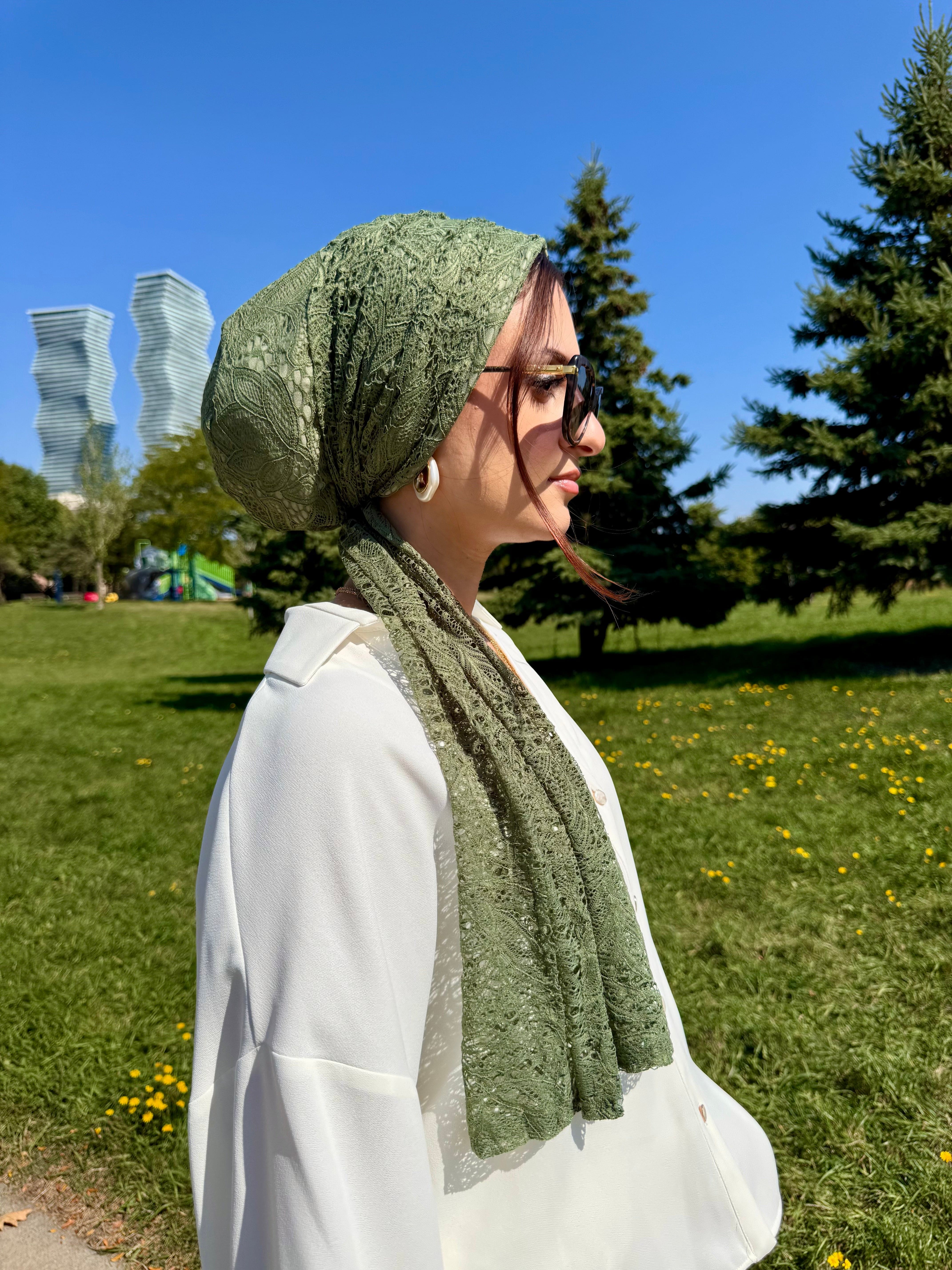 Beanie Wrap Lace - Olive