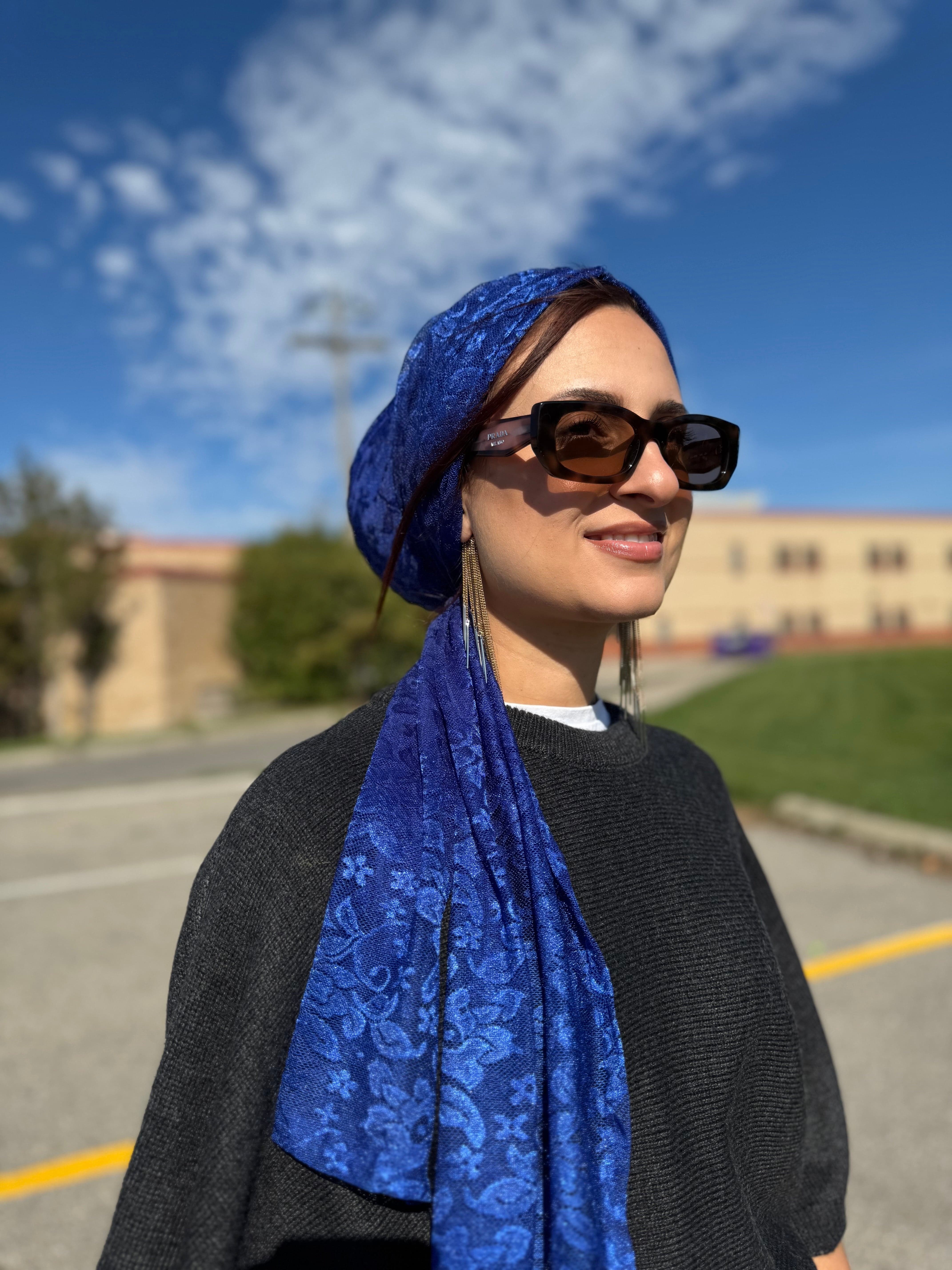 Beanie Wrap Soft Light Lace - Ocean