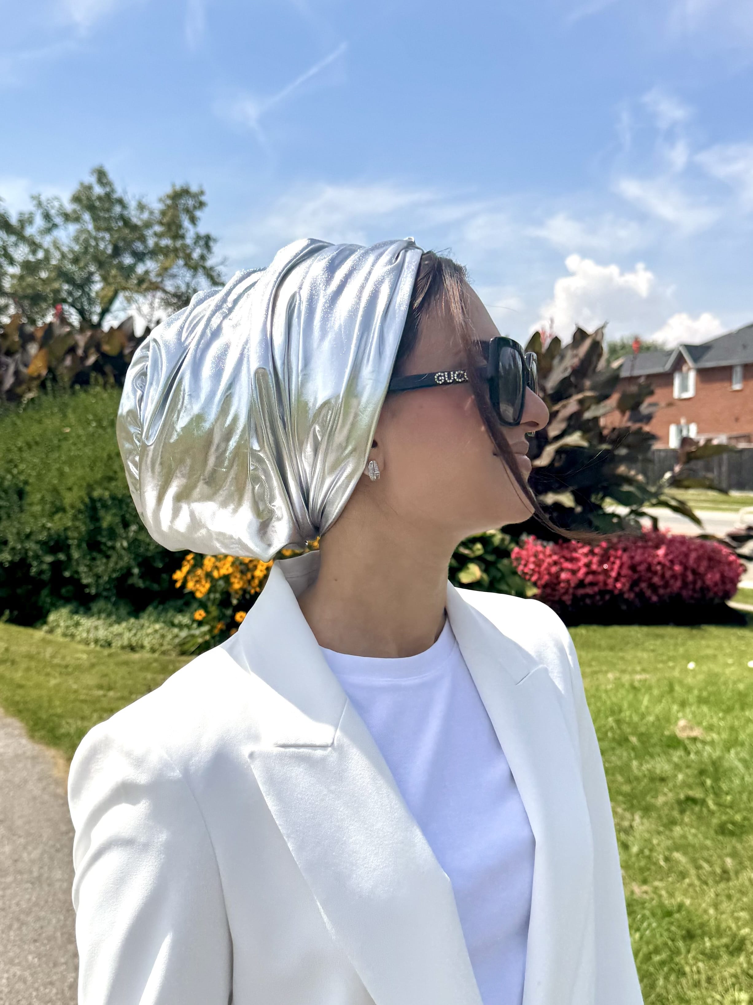Beanie Double Drapes Metallic - Silver