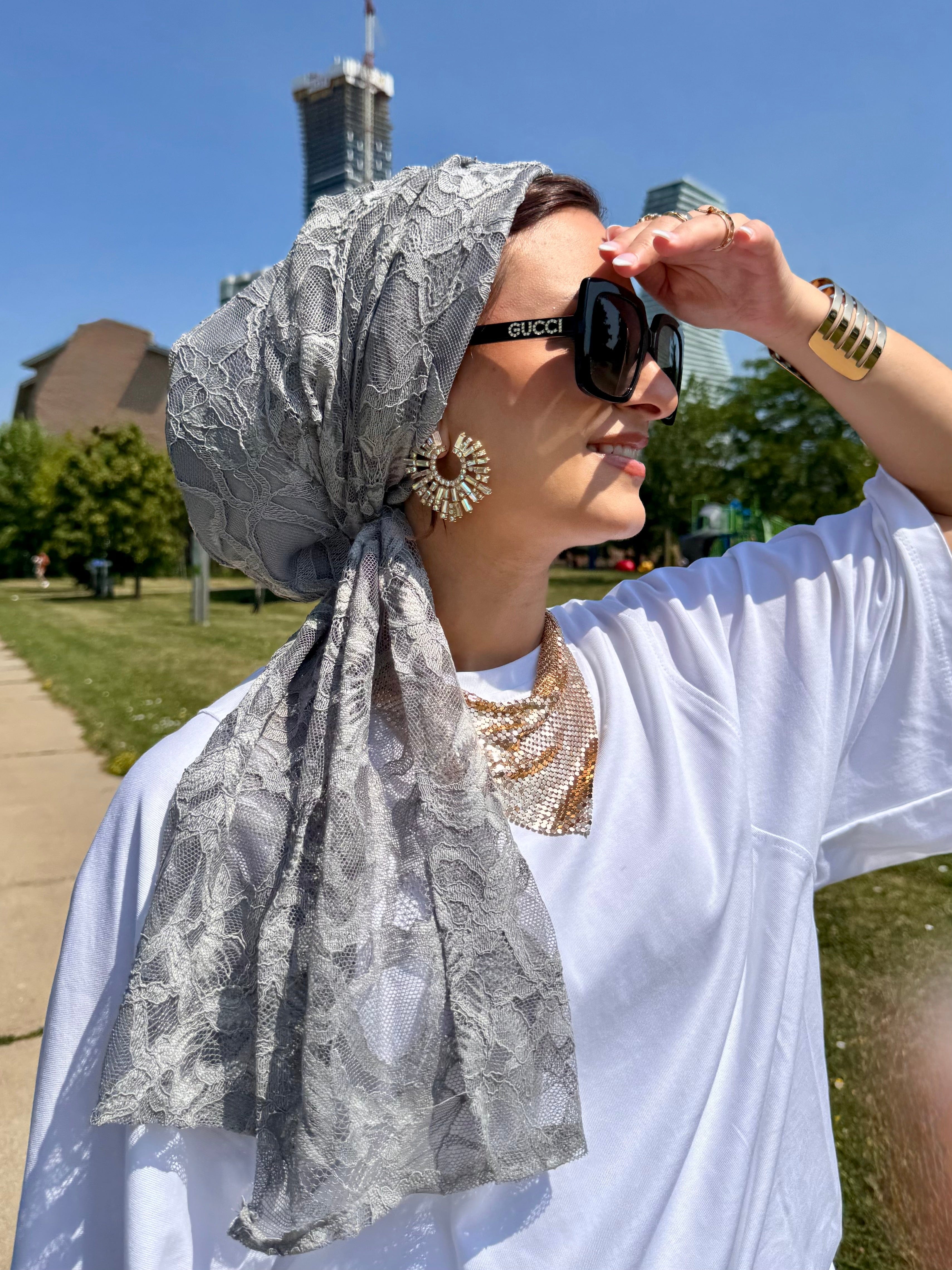 Beanie Wrap Lace - Grey II
