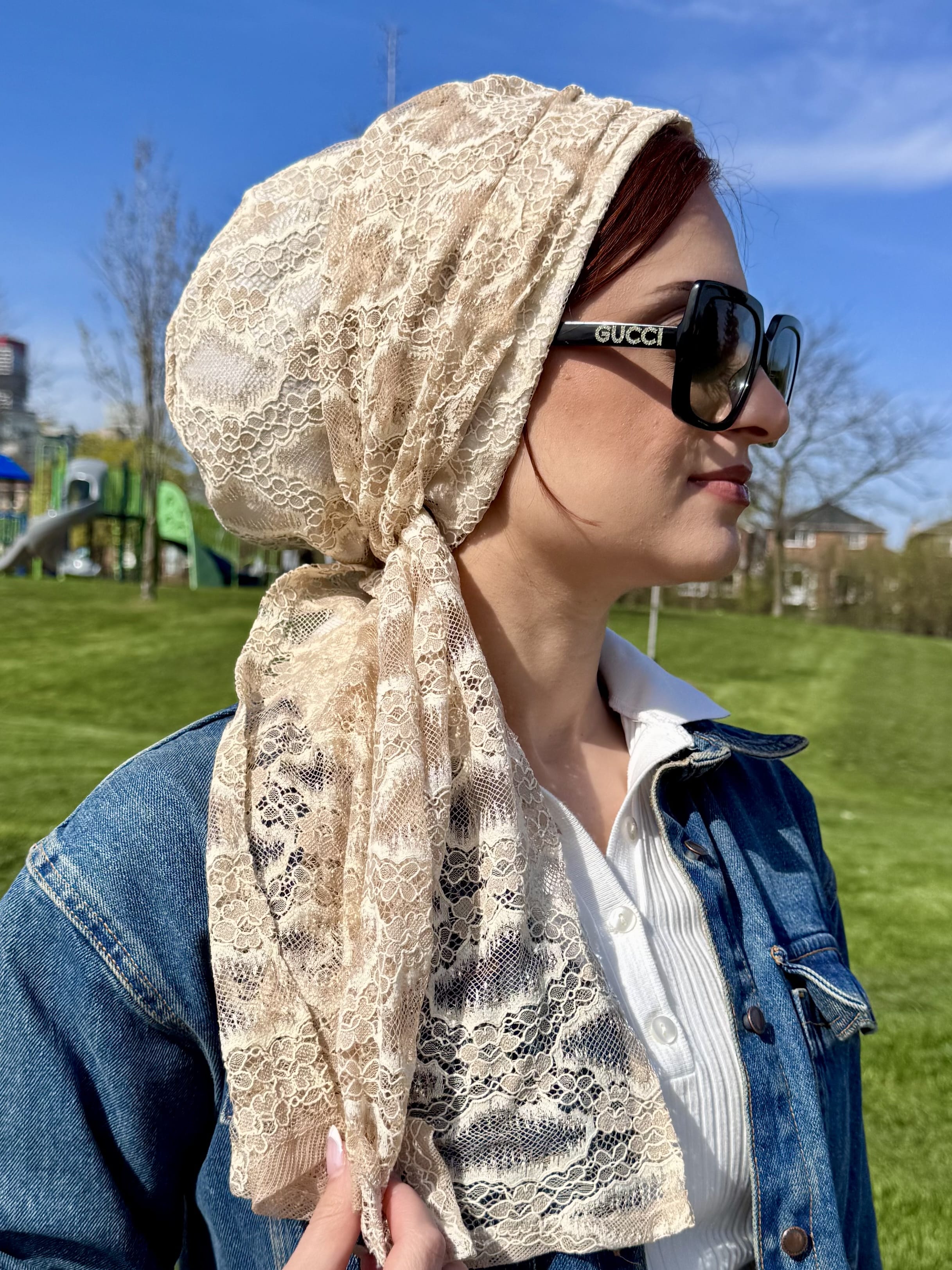 Beanie Wrap Lace - Nudes