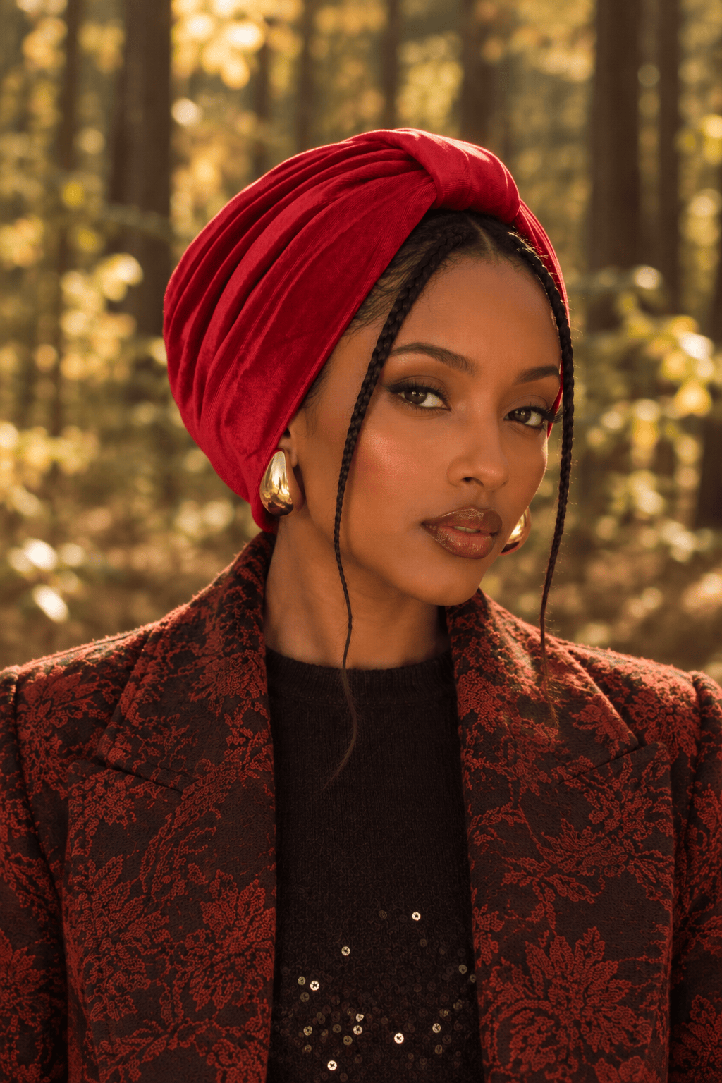 Turban Basic Velvet - Ruby Red
