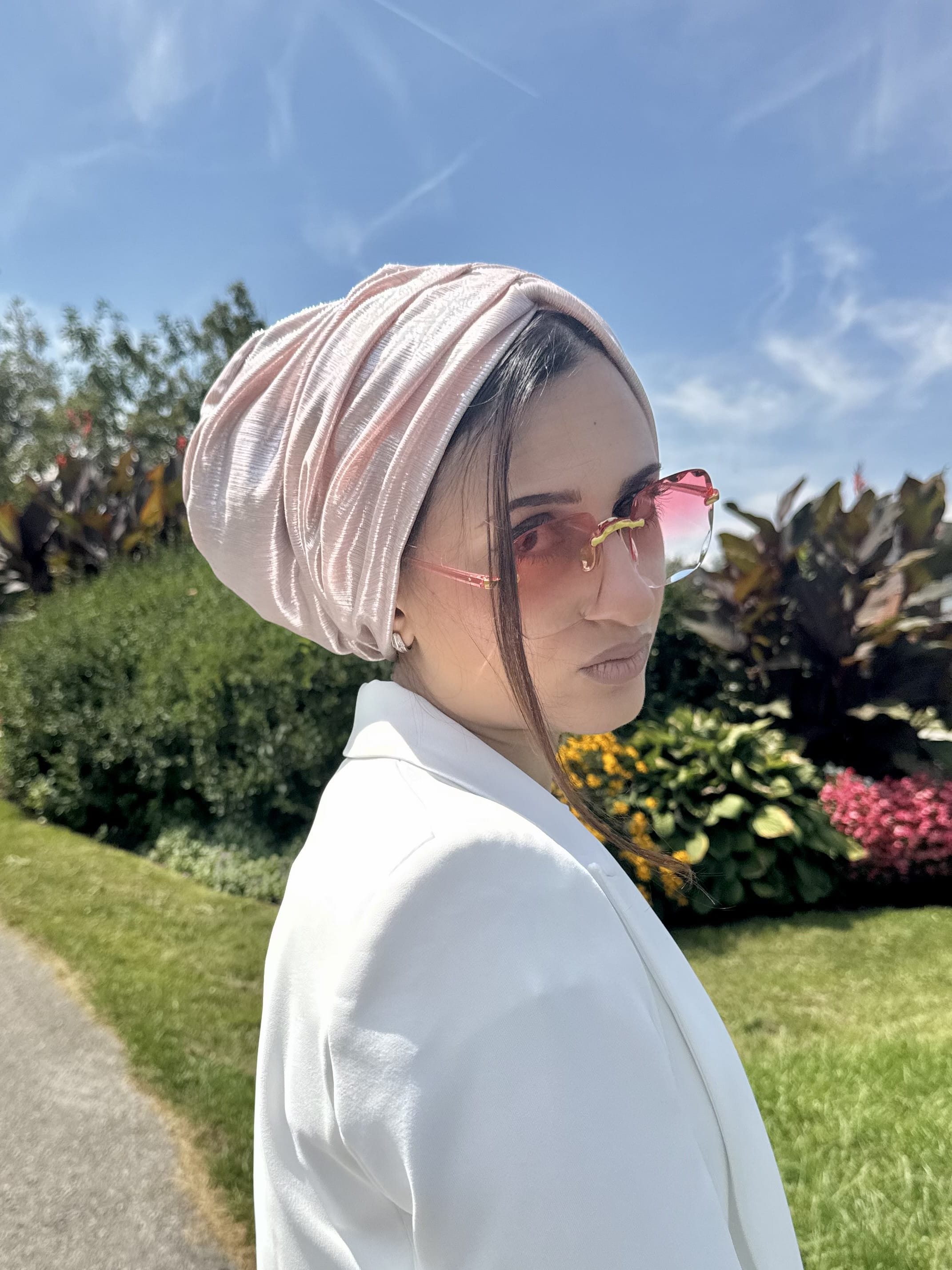Beanie Double Drapes Metallic - pink