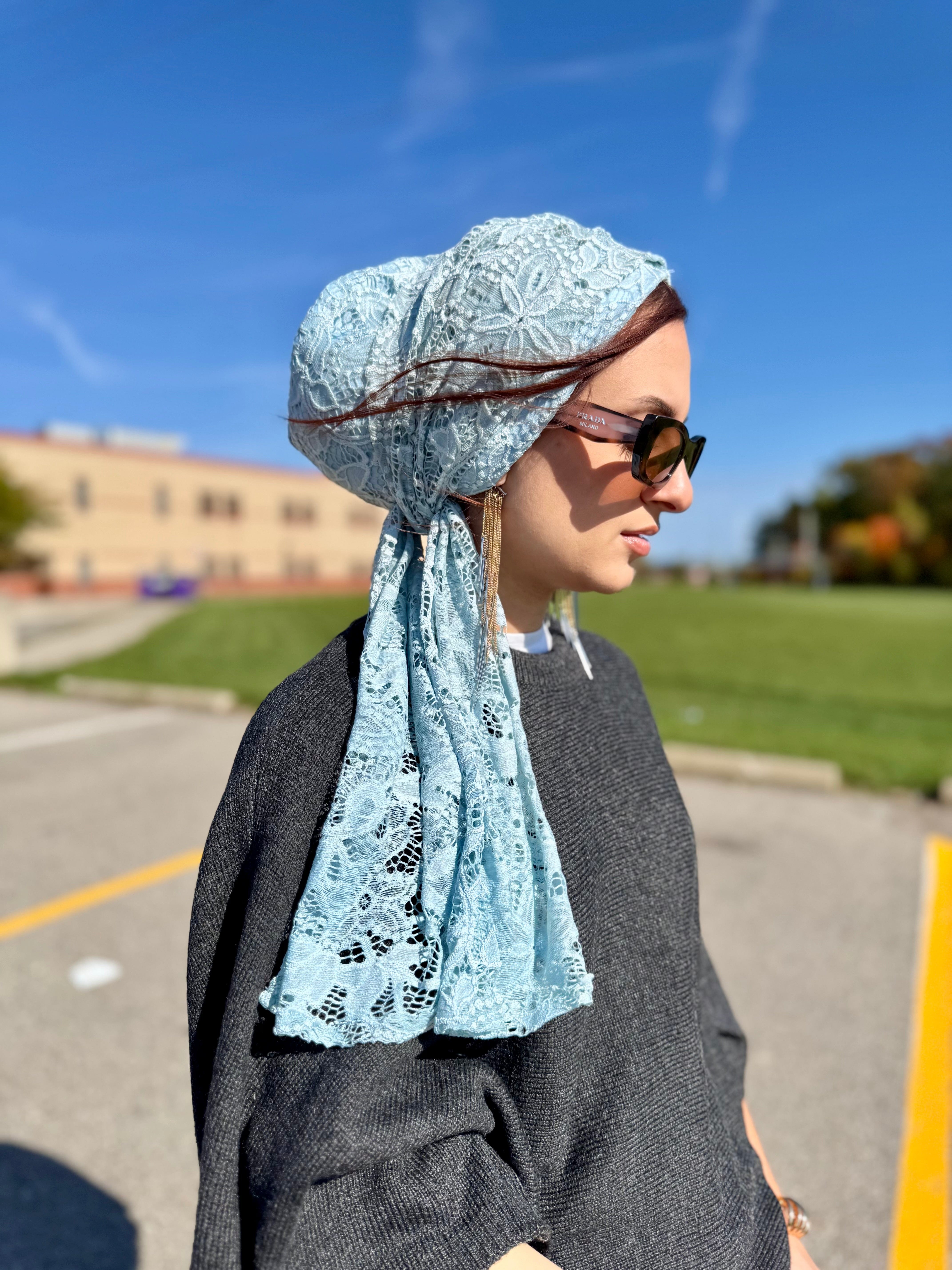 Beanie Wrap Lace - Sky