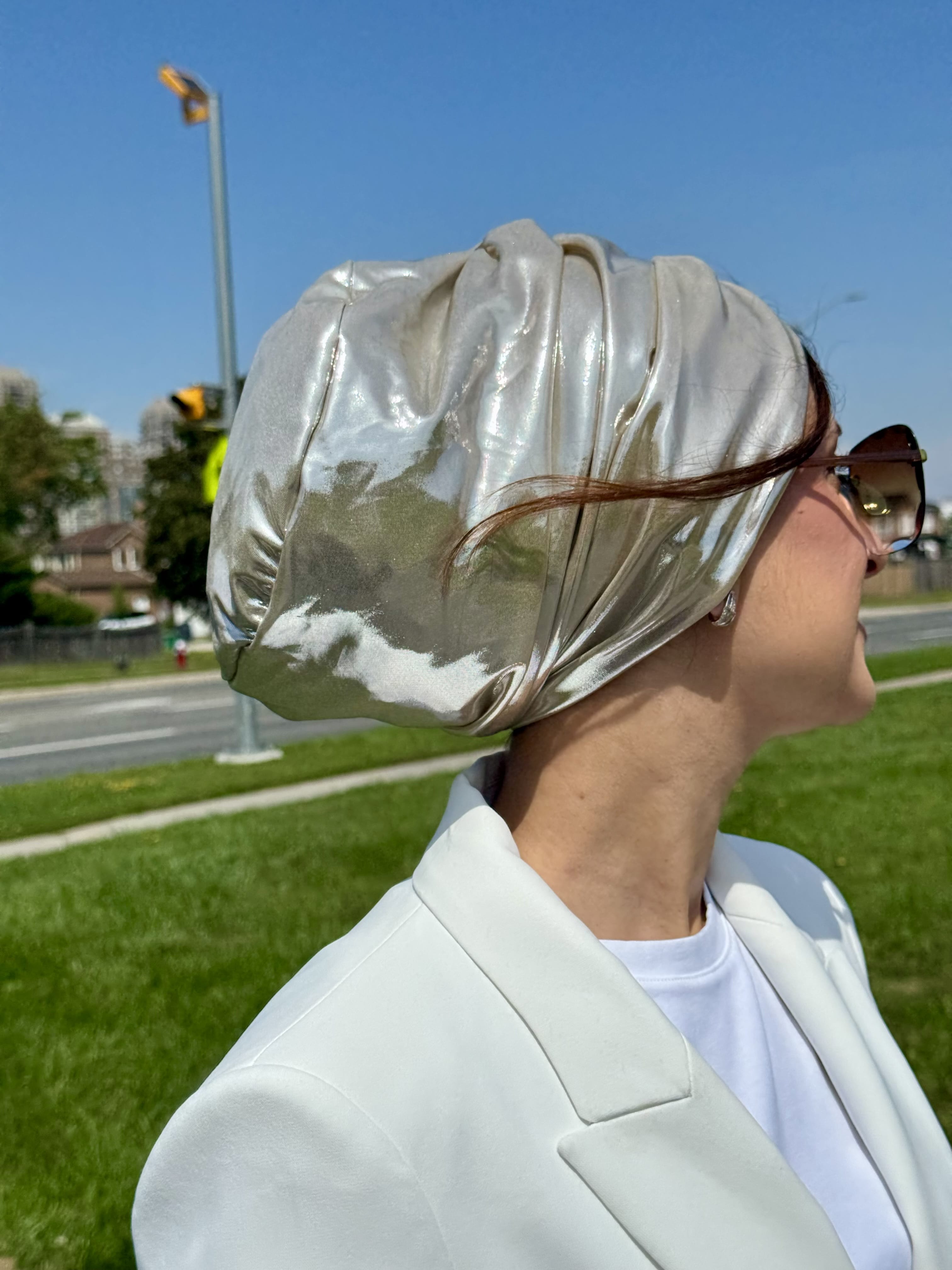 Beanie Double Drapes Metallic - Gold