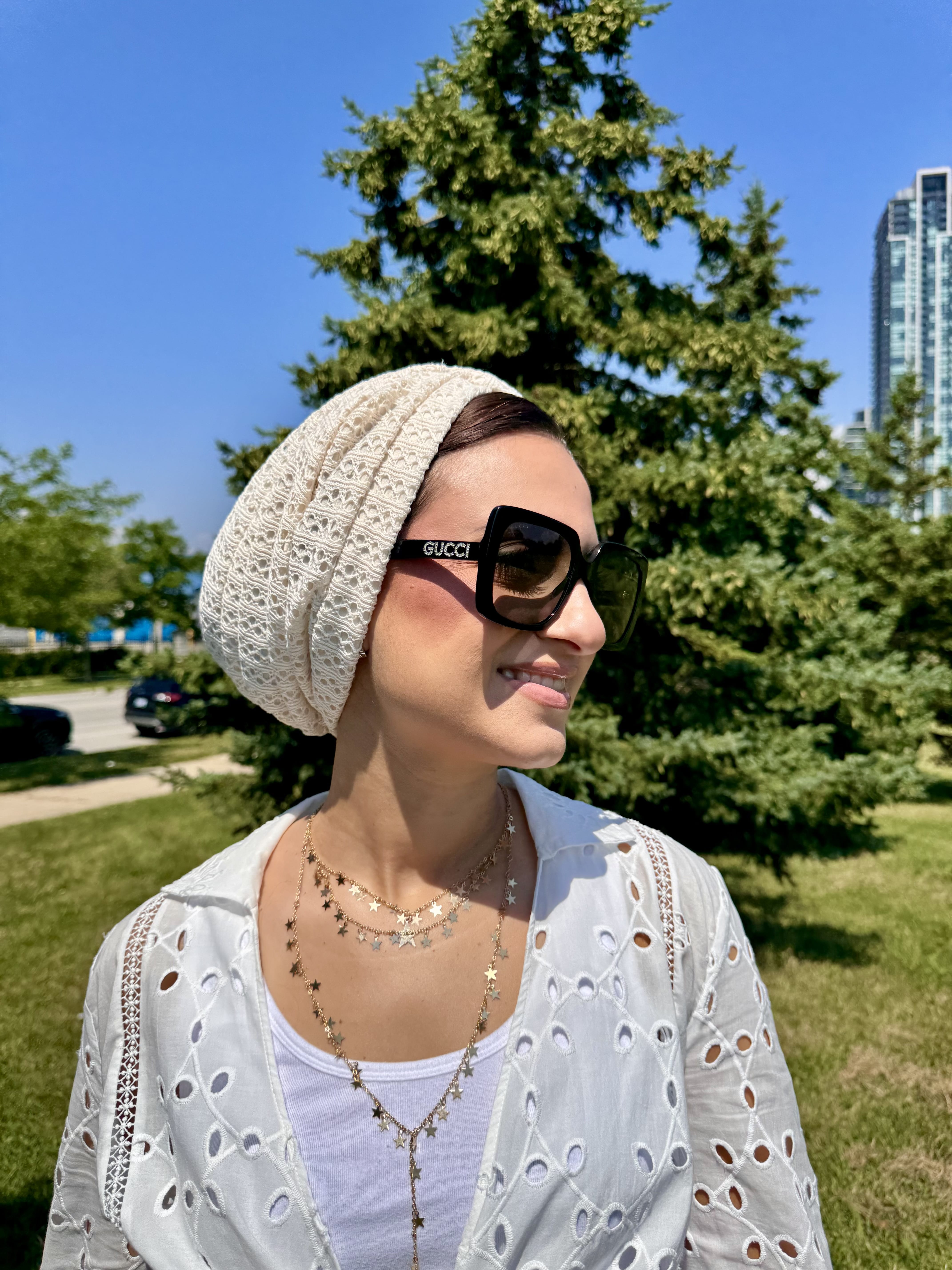Beanie Cross Front Knit - Sugar