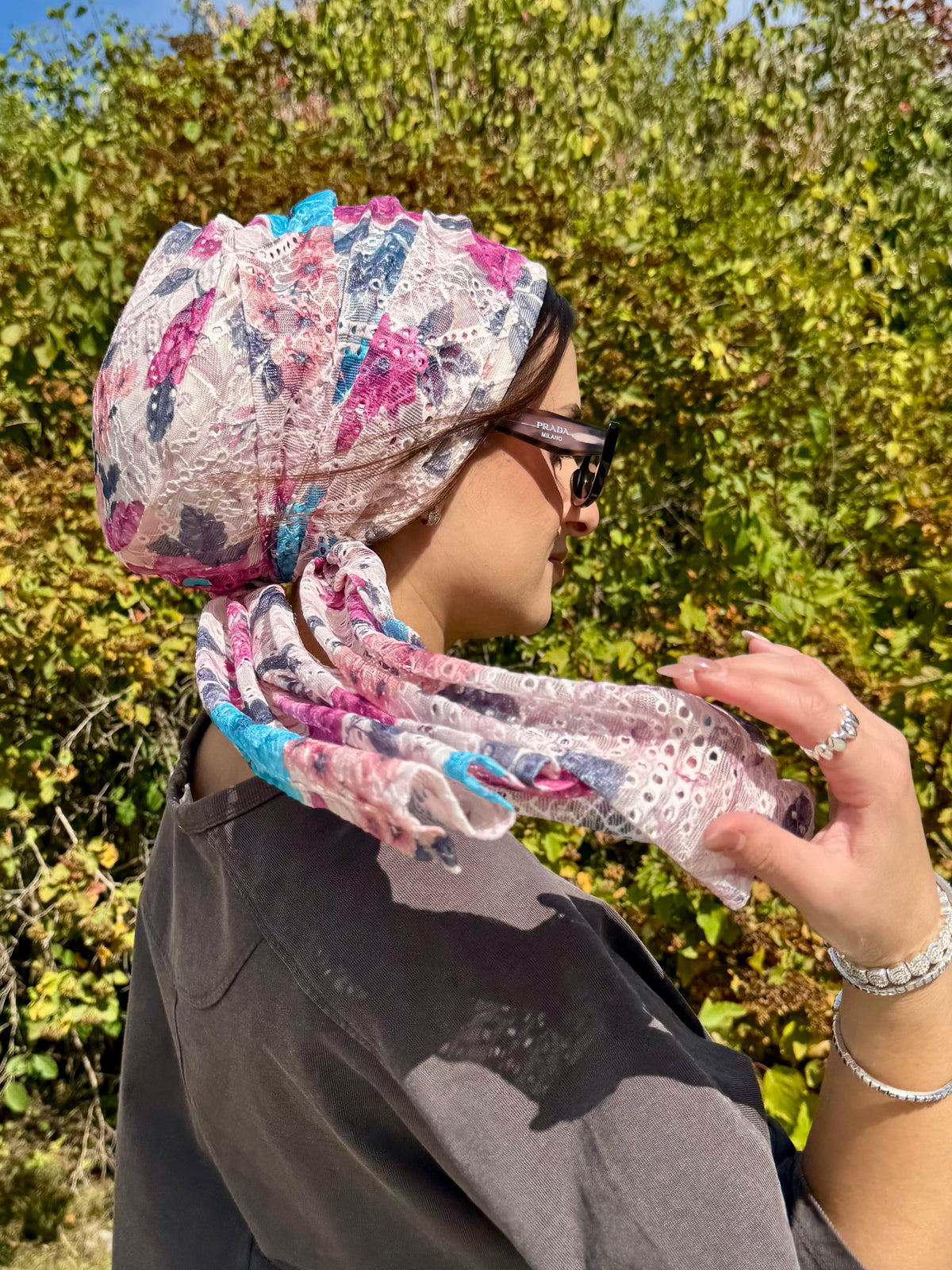 Beanie Wrap Lace - Pink Petals