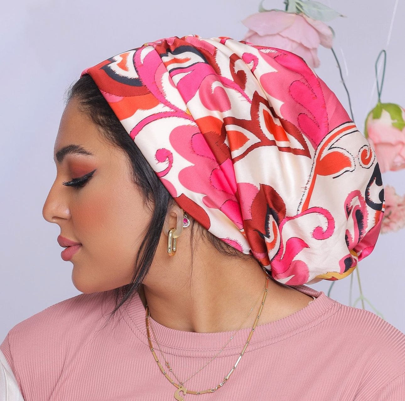 Beanie Satin - Burgundy Pink Coral