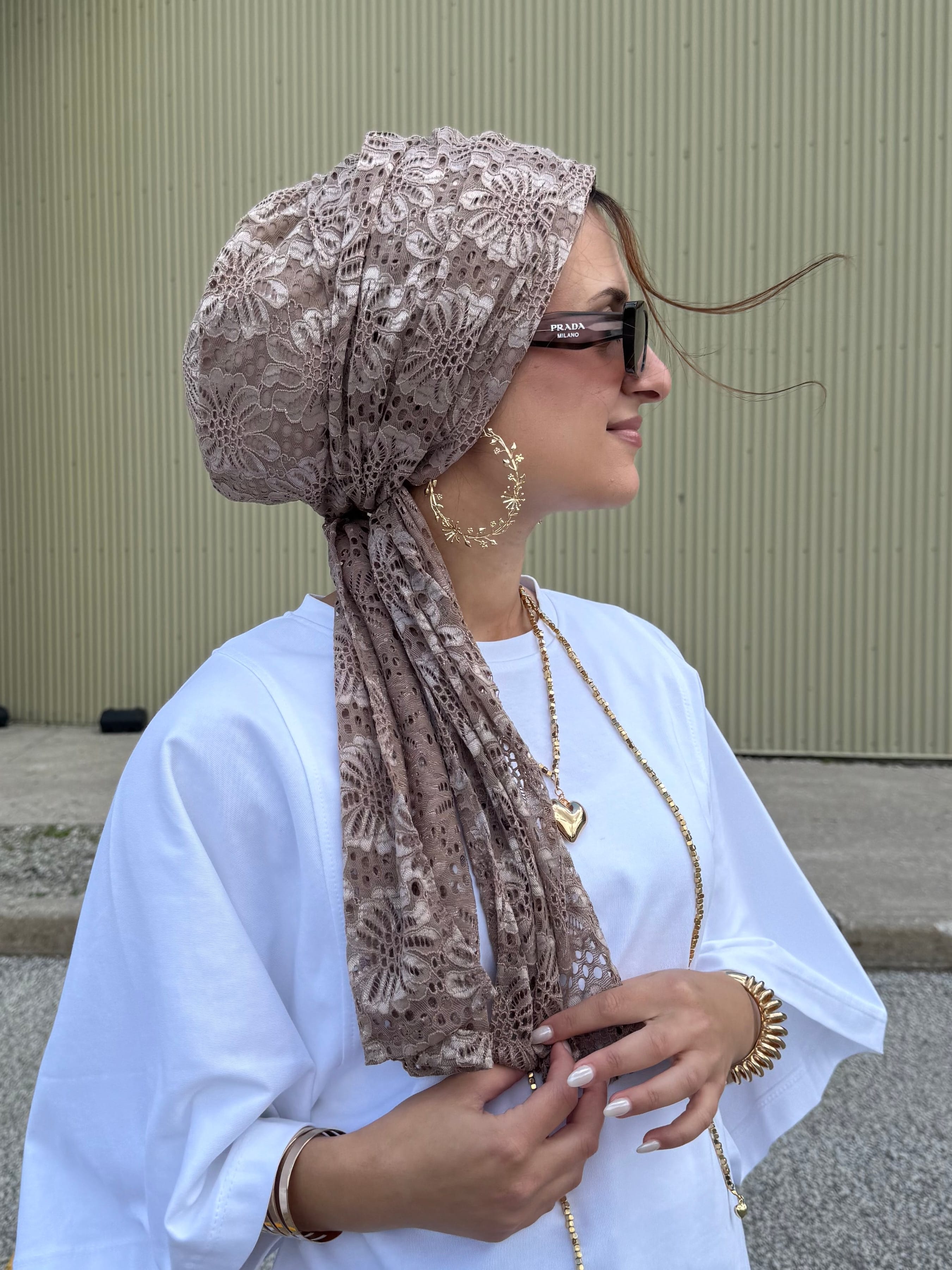 Beanie Wrap Lace - Khaki