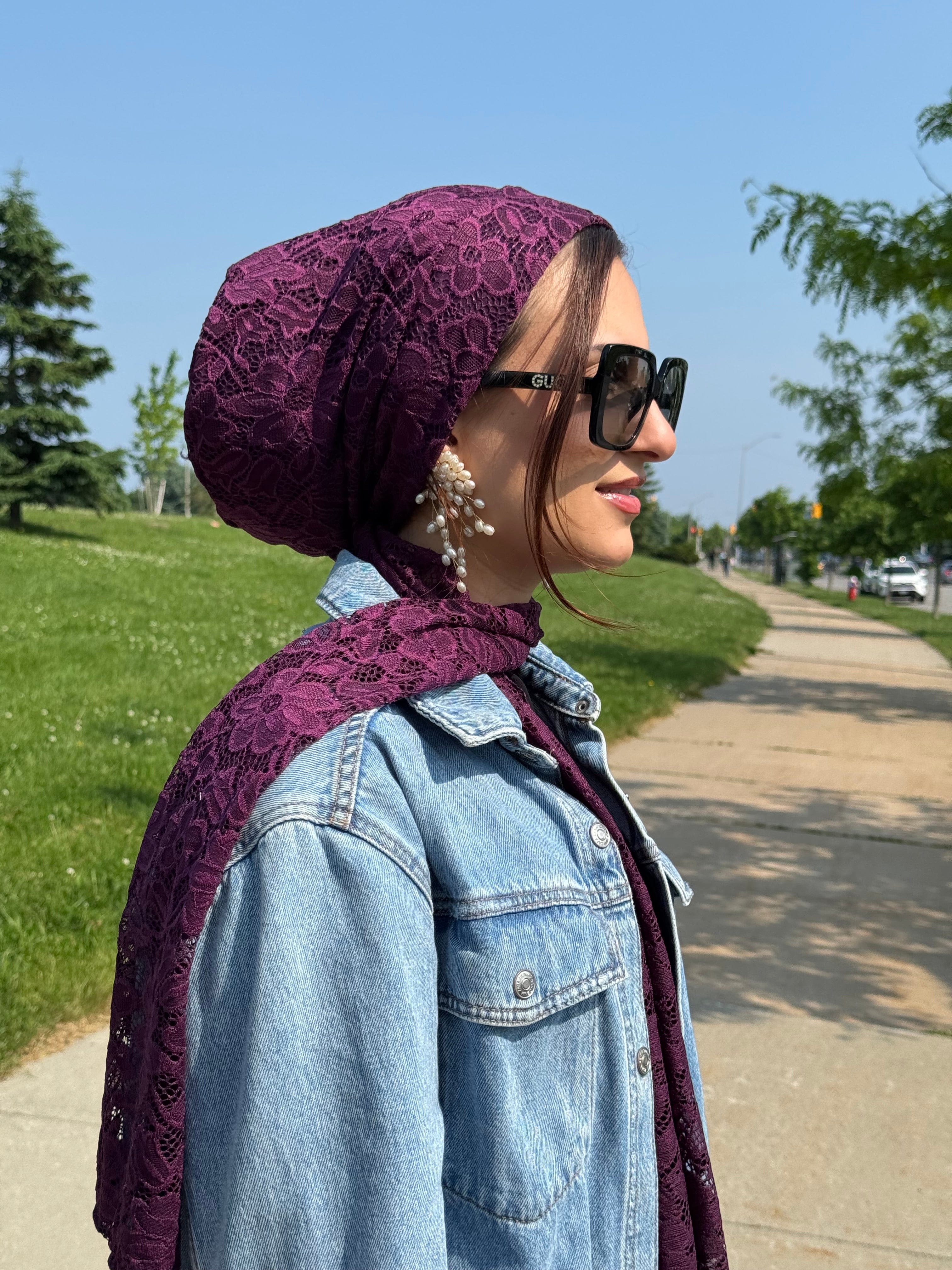 Beanie Wrap Lace - Dark Burgundy