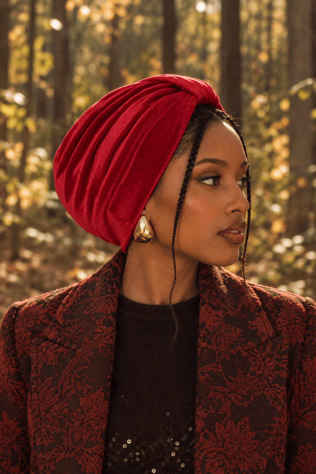 Turban Basic Velvet - Ruby Red