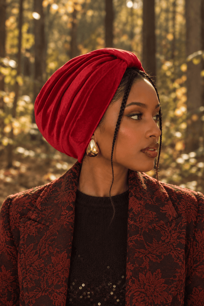 Turban Basic Velvet - Ruby Red