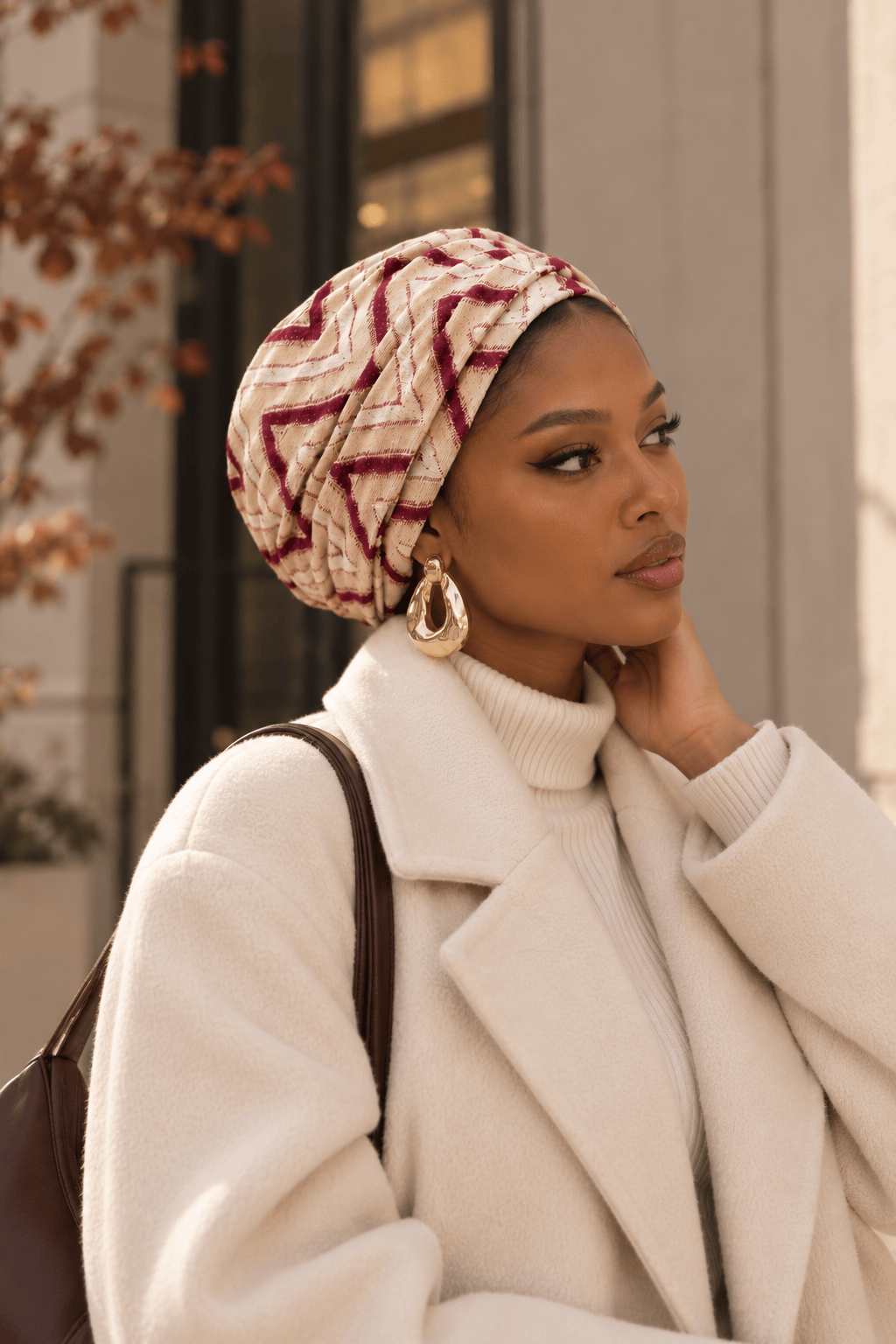 Beanie Zigzag Tulle - Gold Burgundy Nude