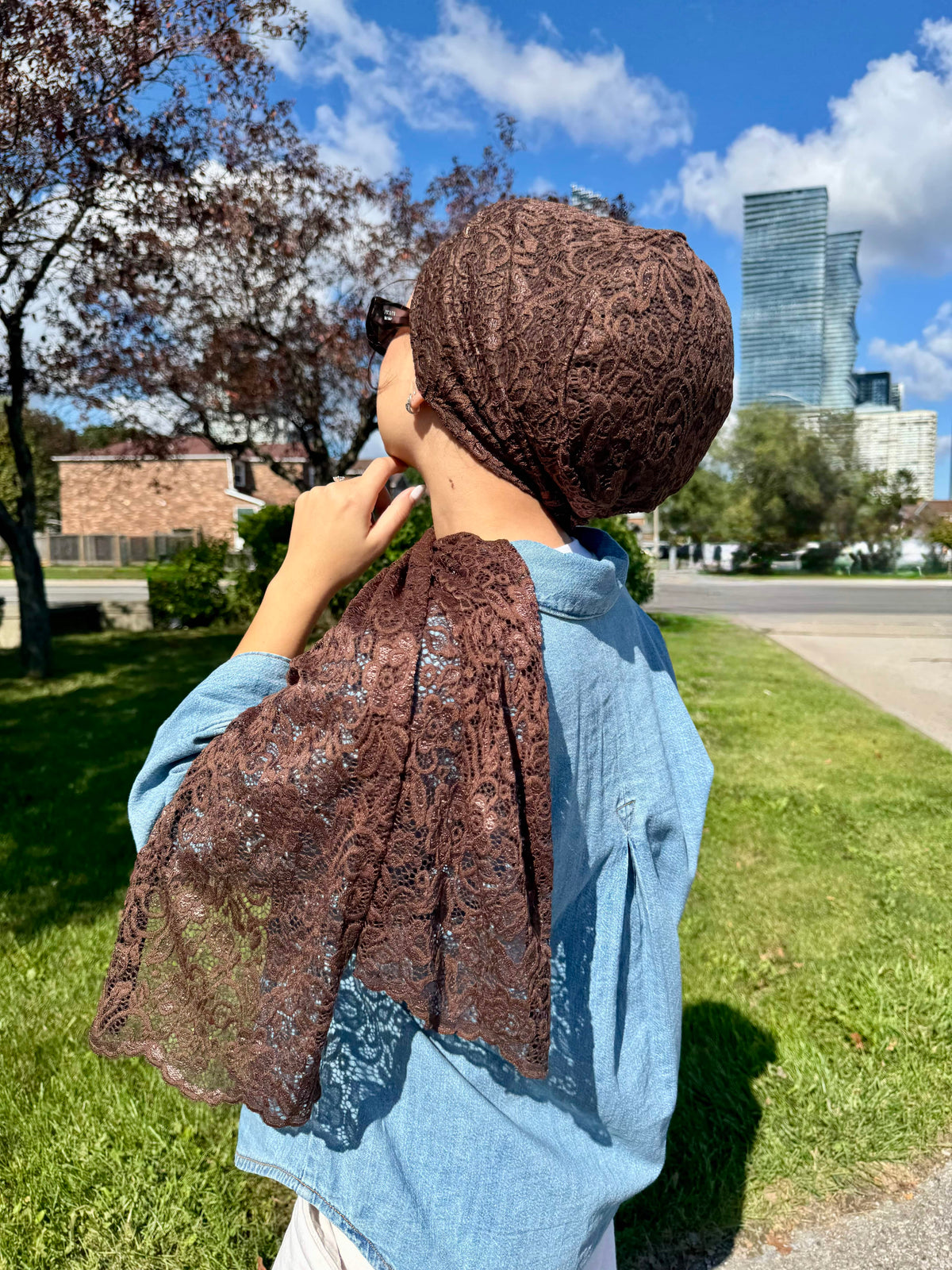Beanie Wrap Lace - Dark Chocolate