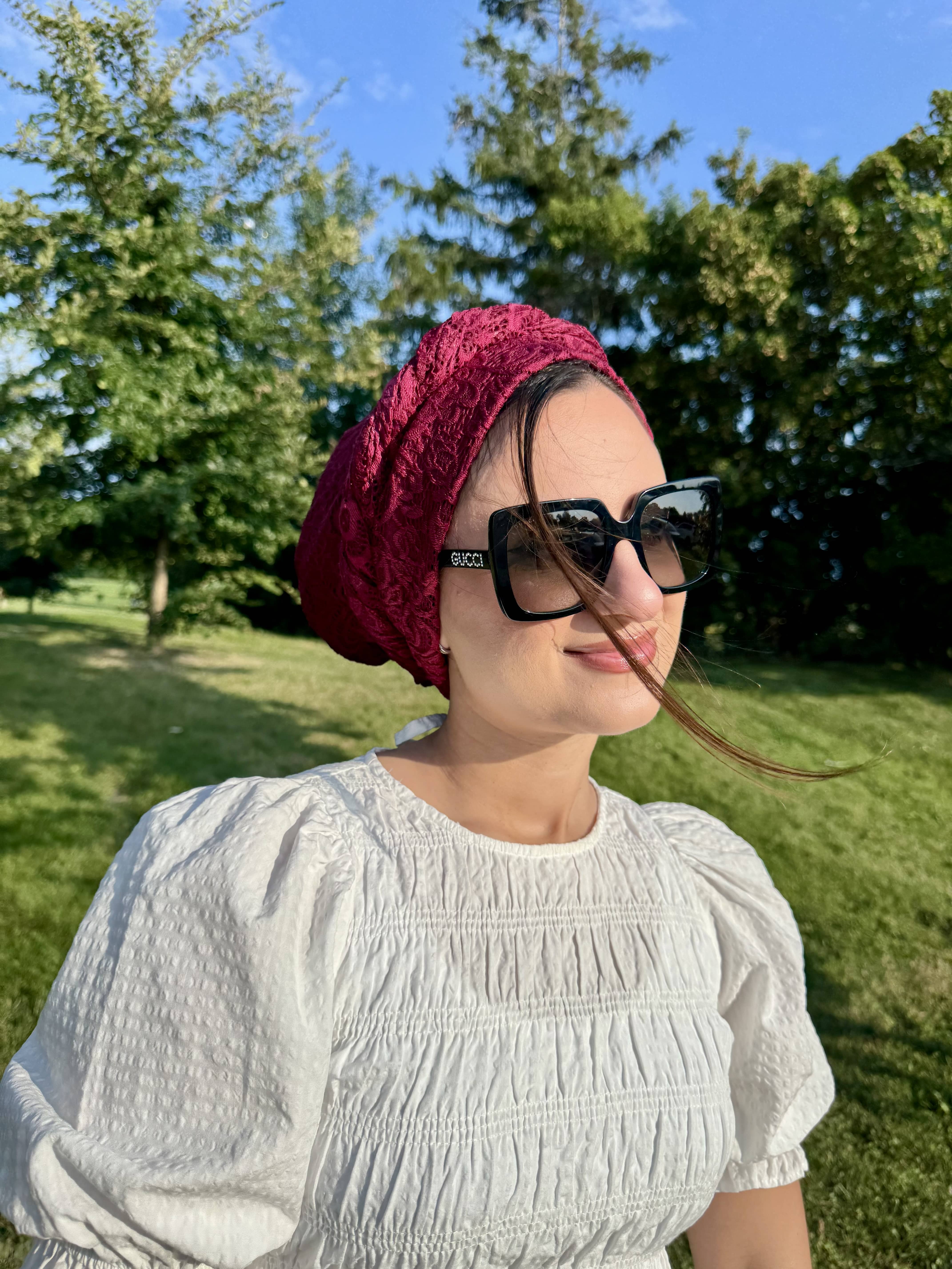 Beanie Wrap Lace - Bordeaux