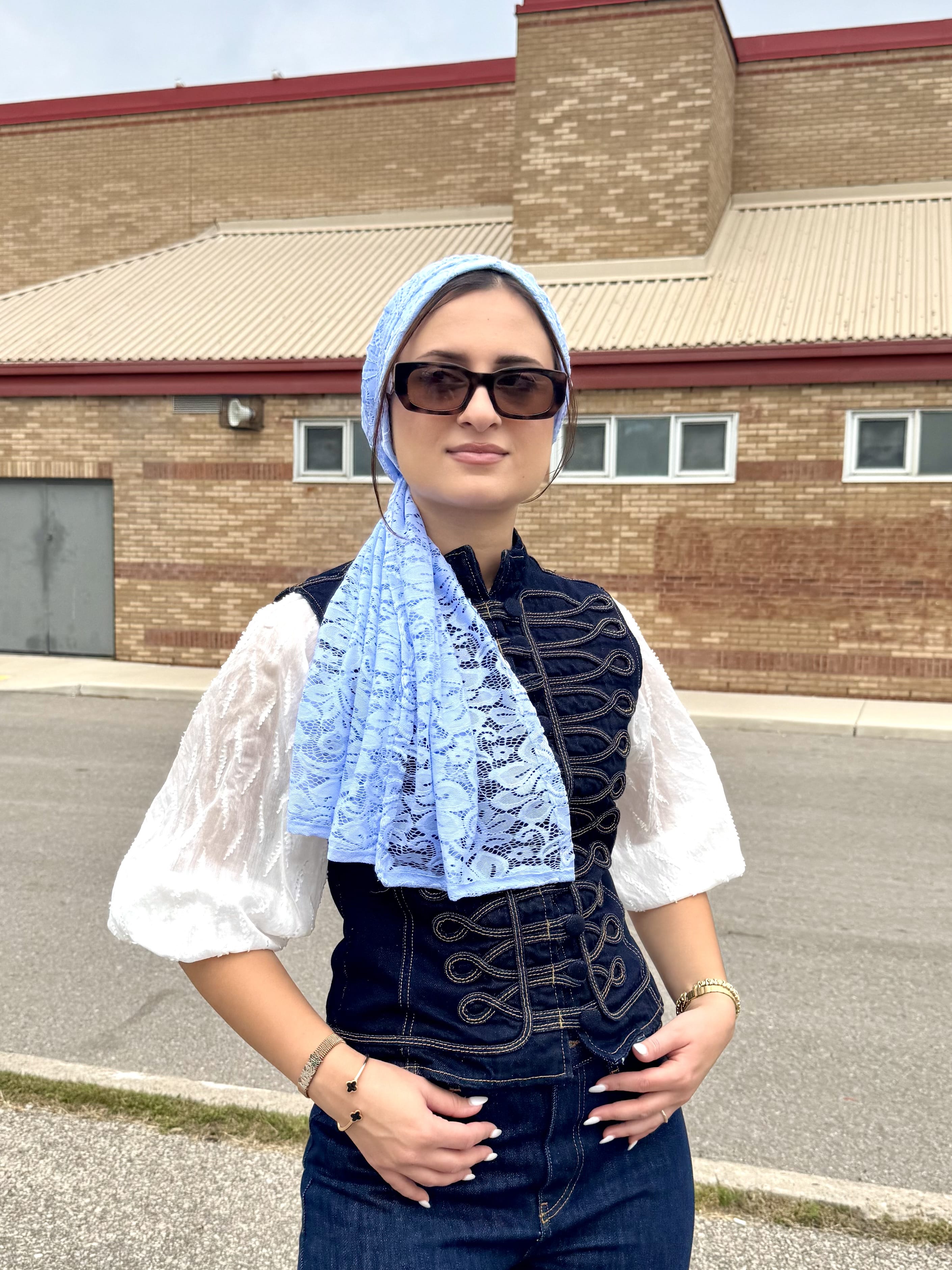 Beanie Wrap Lace - Baby Blue