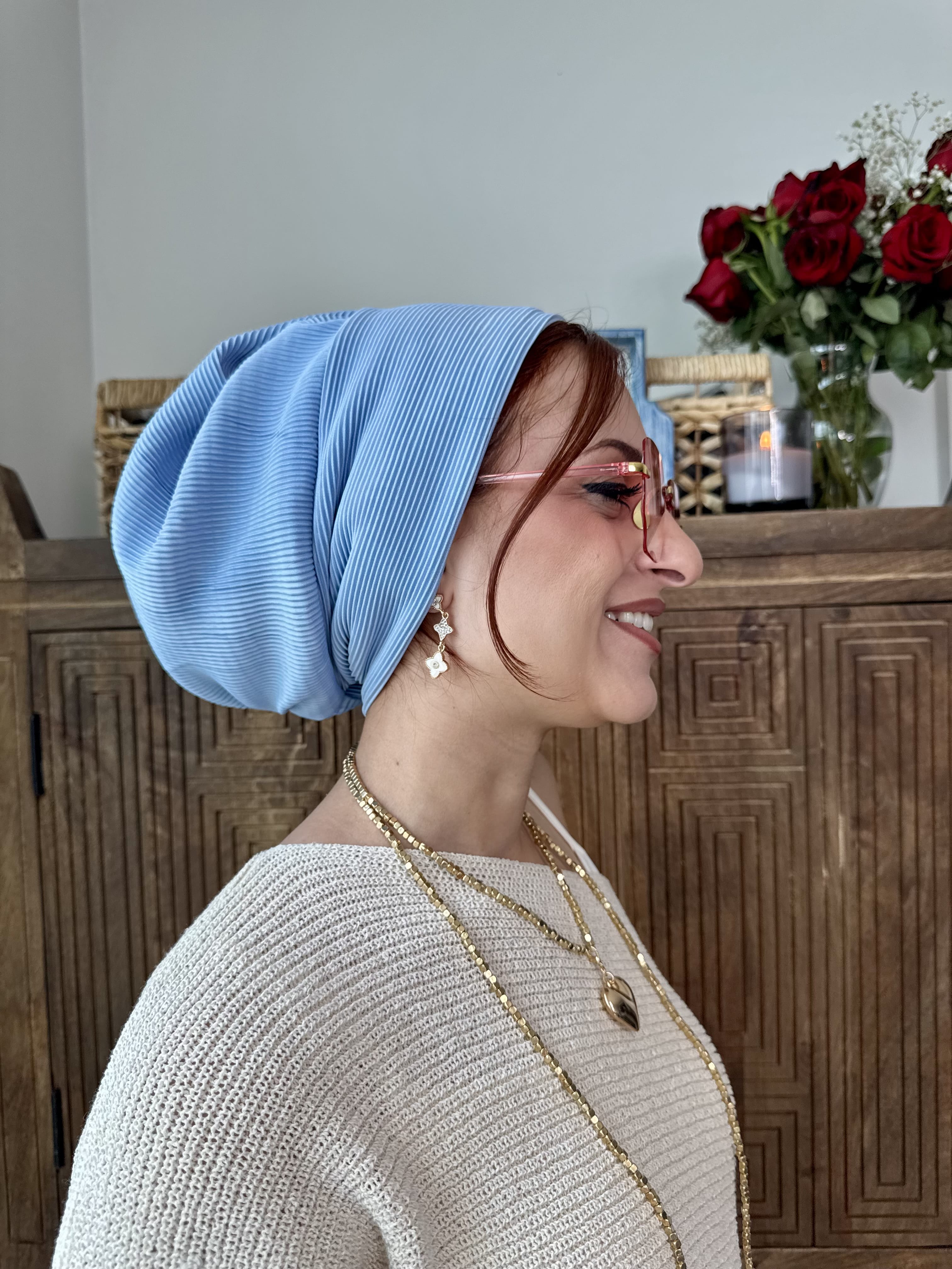 Beanie pleated - Sky Gorgeous Blue