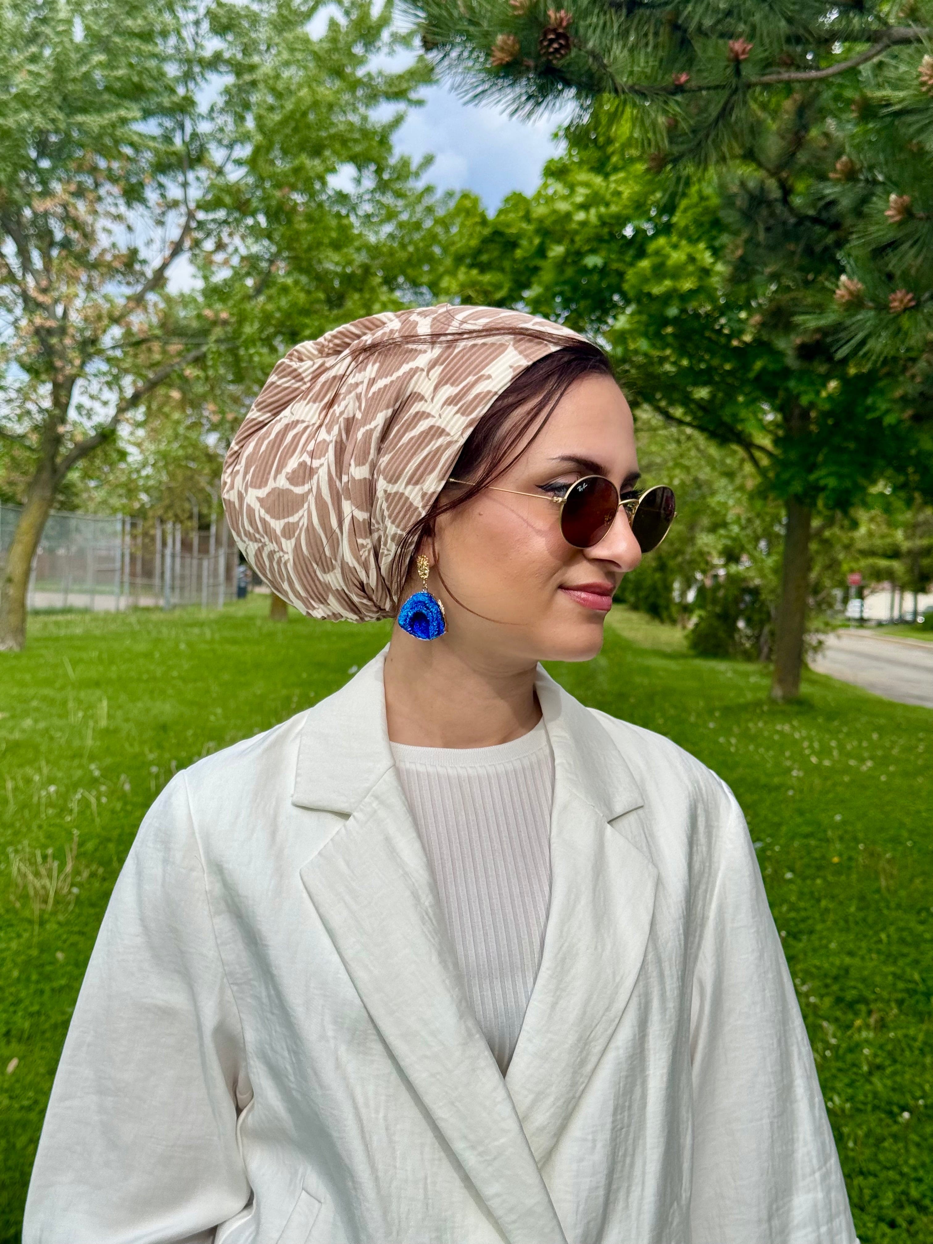 Beanie Pleated Cornice Fabric - Nude Leaf - Turban Couture