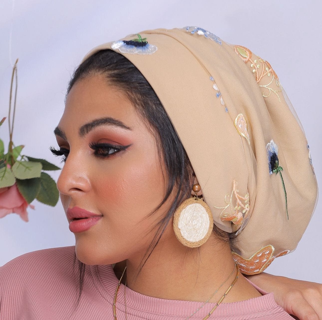 Beanie Tulle - Floral Nude