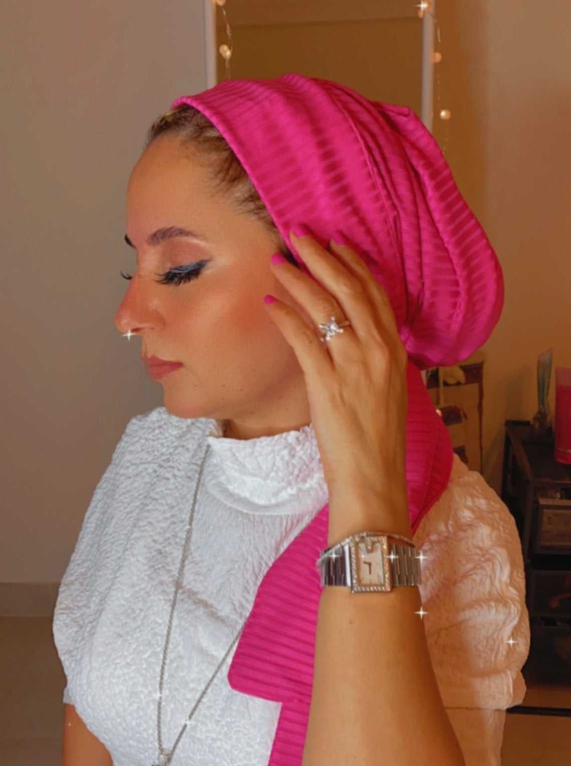 Beanie Wrap Ribbed Jersey - Dark Fuchsia