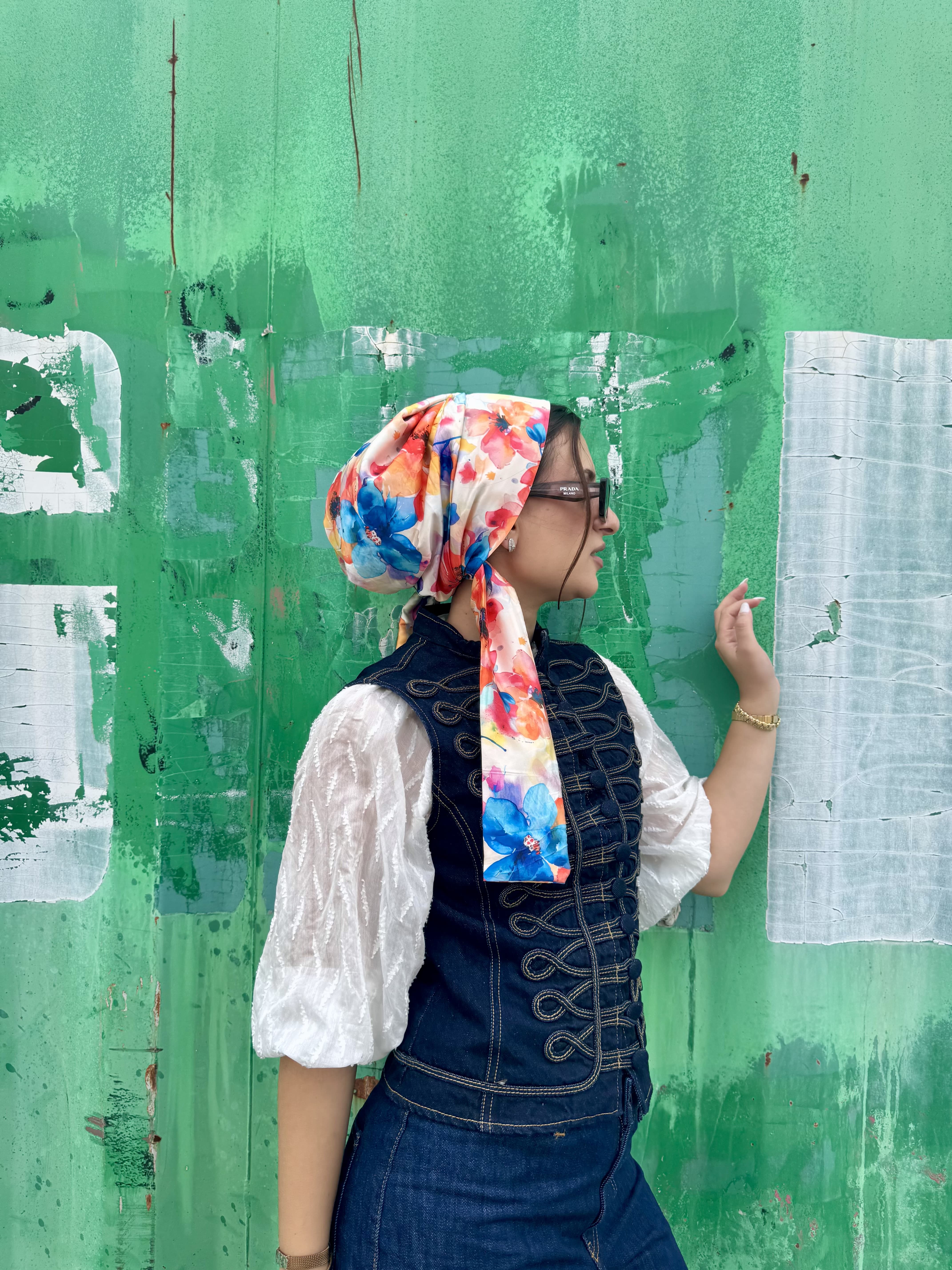 Beanie Wrap Satin - Floral