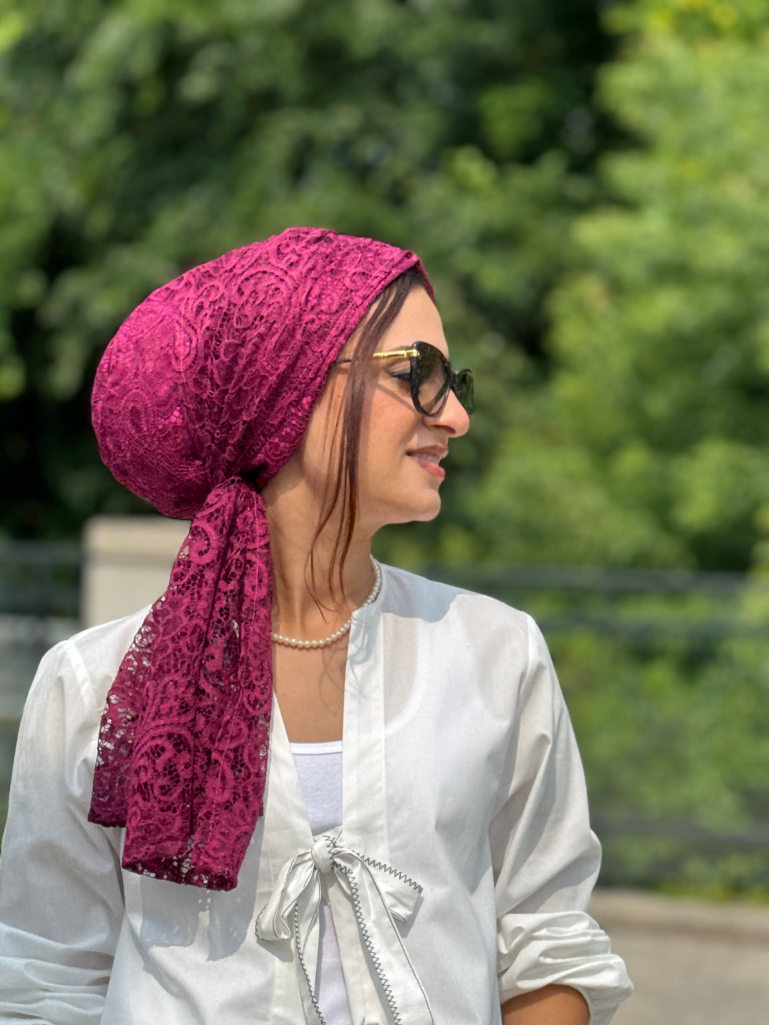 Beanie Wrap Lace - Grape
