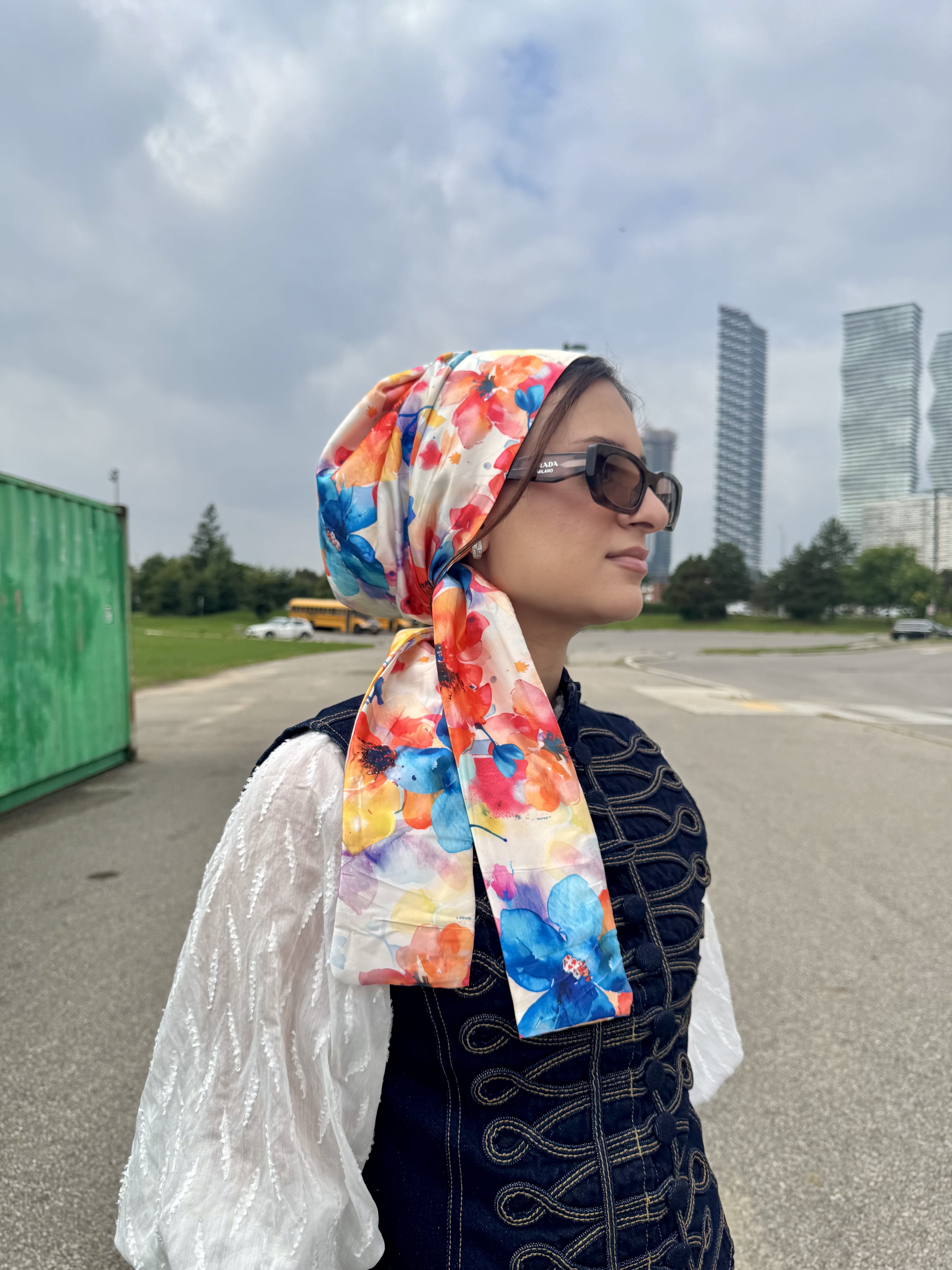 Beanie Wrap Satin - Floral