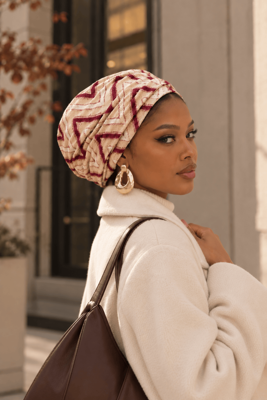 Beanie Zigzag Tulle - Gold Burgundy Nude